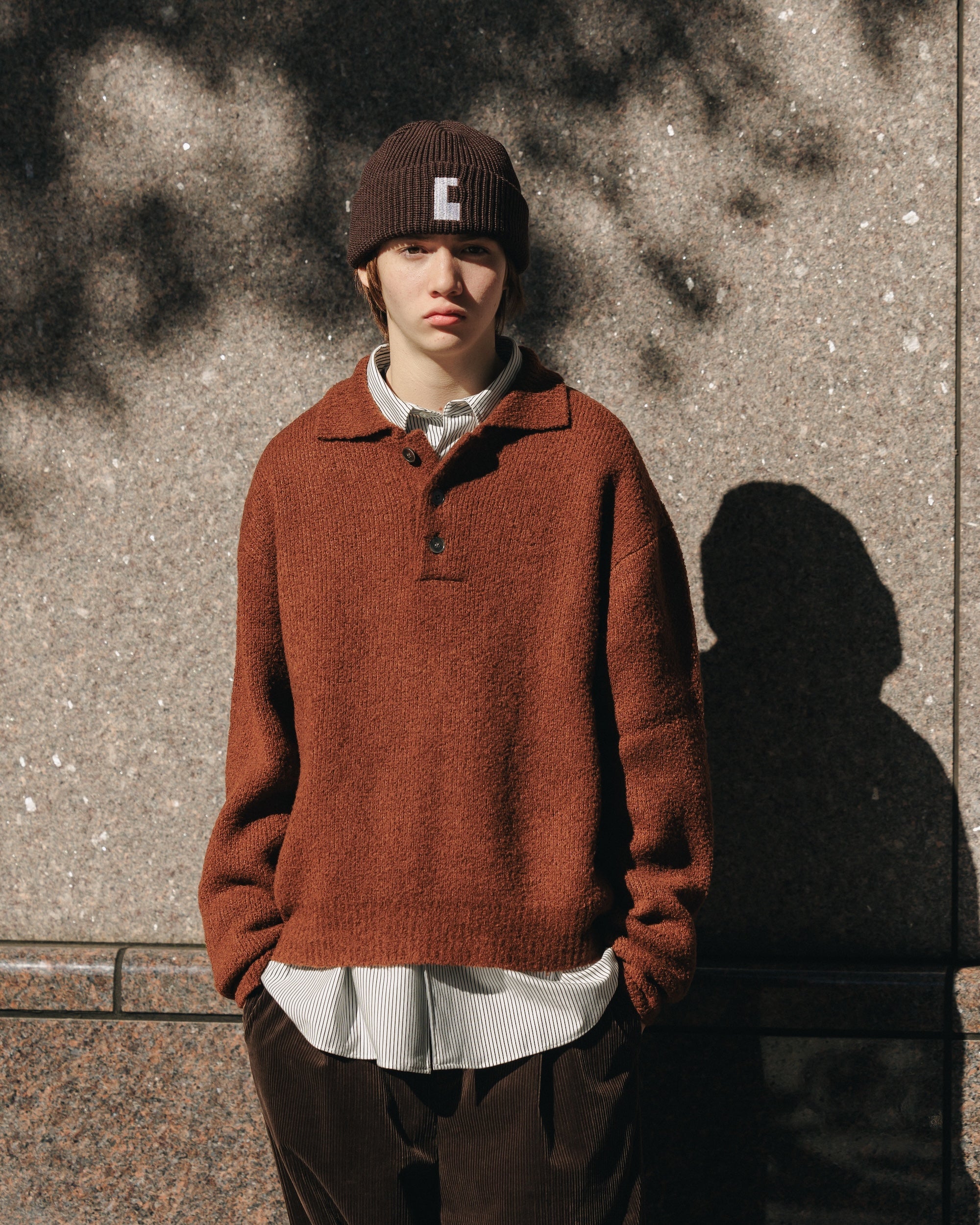 SLUB PILE KNIT POLO.