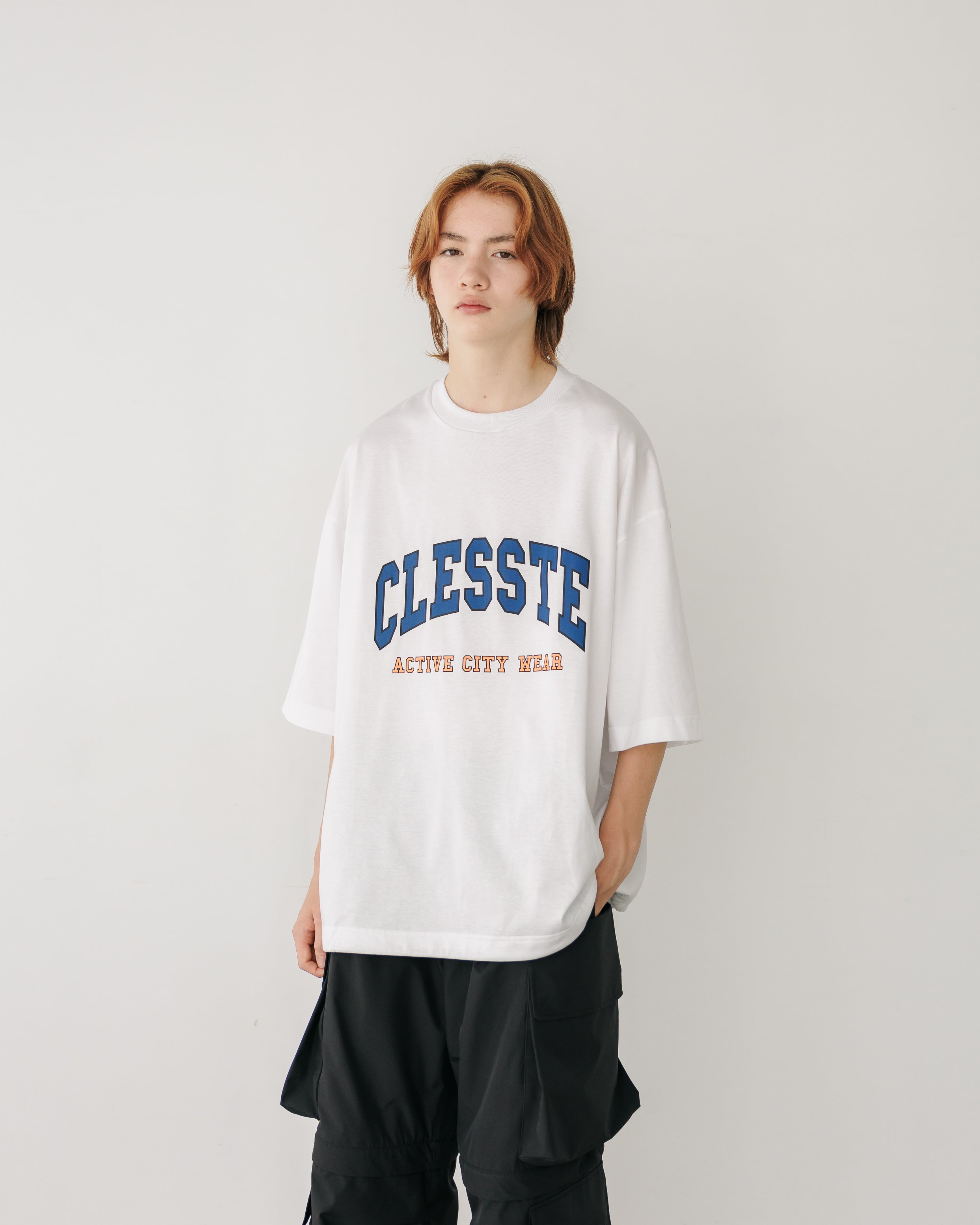 【7.17 WED 20:00- IN STOCK】“COLLEGE LOGO” MASSIVE T-SHIRT WITH DRAWSTRINGS.