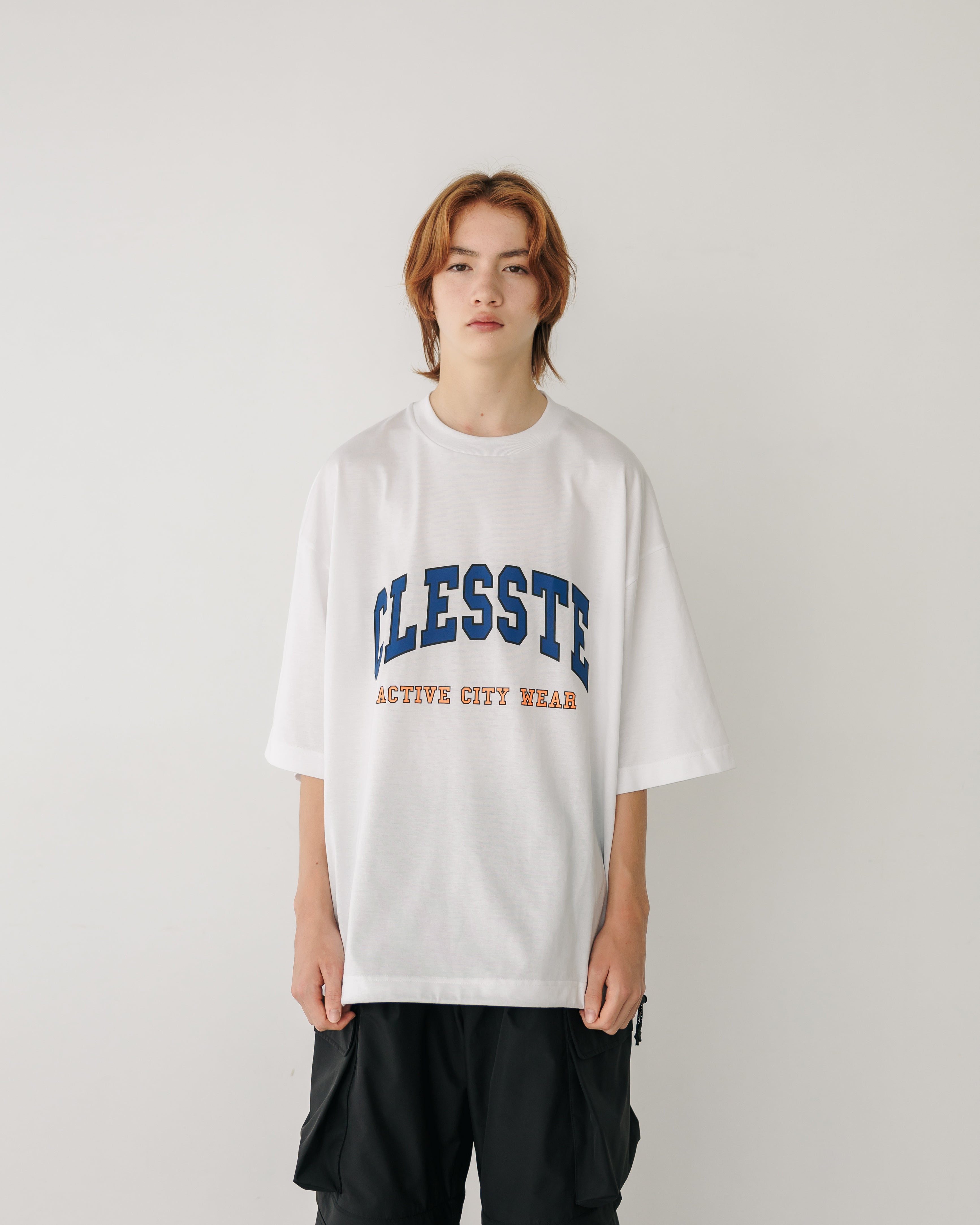 【7.17 WED 20:00- IN STOCK】“COLLEGE LOGO” MASSIVE T-SHIRT WITH DRAWSTRINGS.