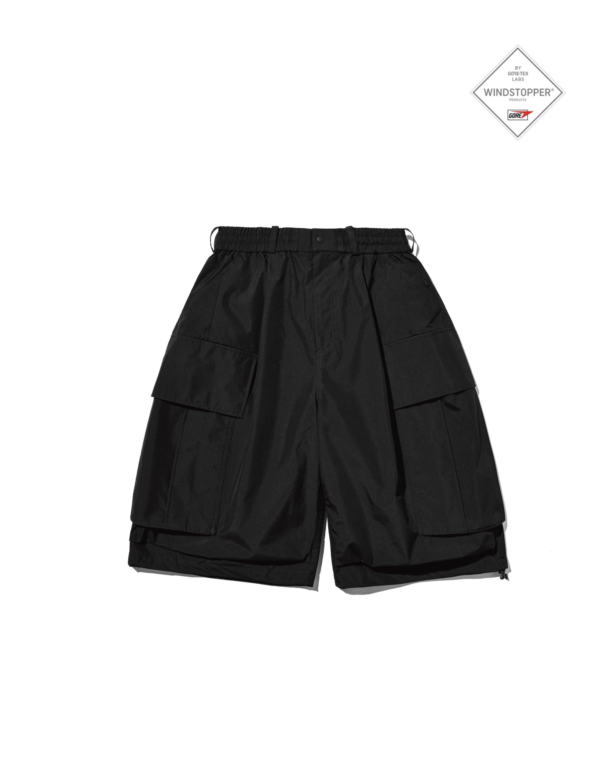 【5.6 WED 20:00- IN STOCK】+PHENIX WINDSTOPPER® BY GORE-TEX LABS CITY MEGA POCKET BALLOON CARGO HALF PANTS(BLACK)