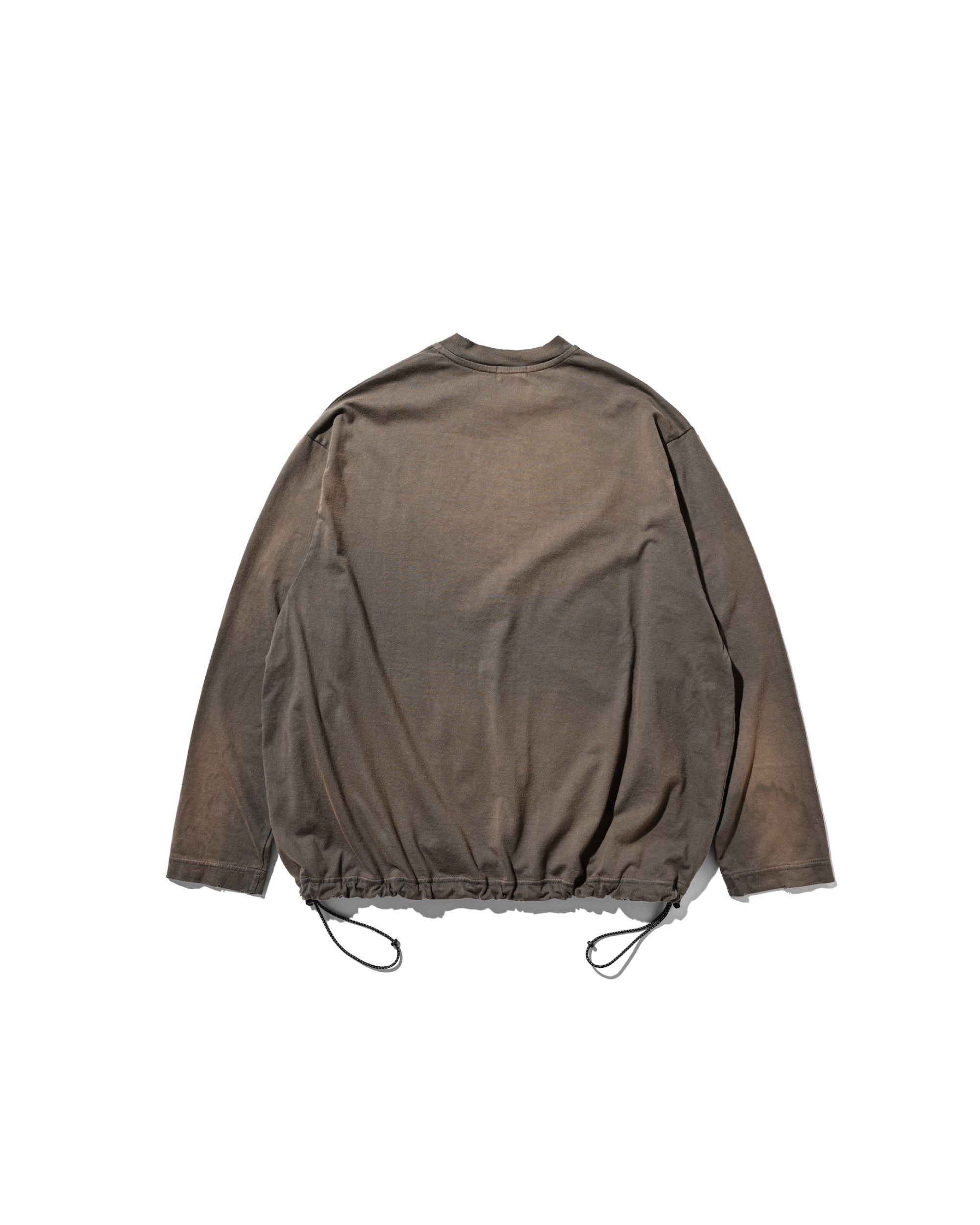【10.1 WED 20:00- IN STOCK】"C"GRADATION DYED L/S T-SHIRT WITH DRAWSTRINGS (BROWN)