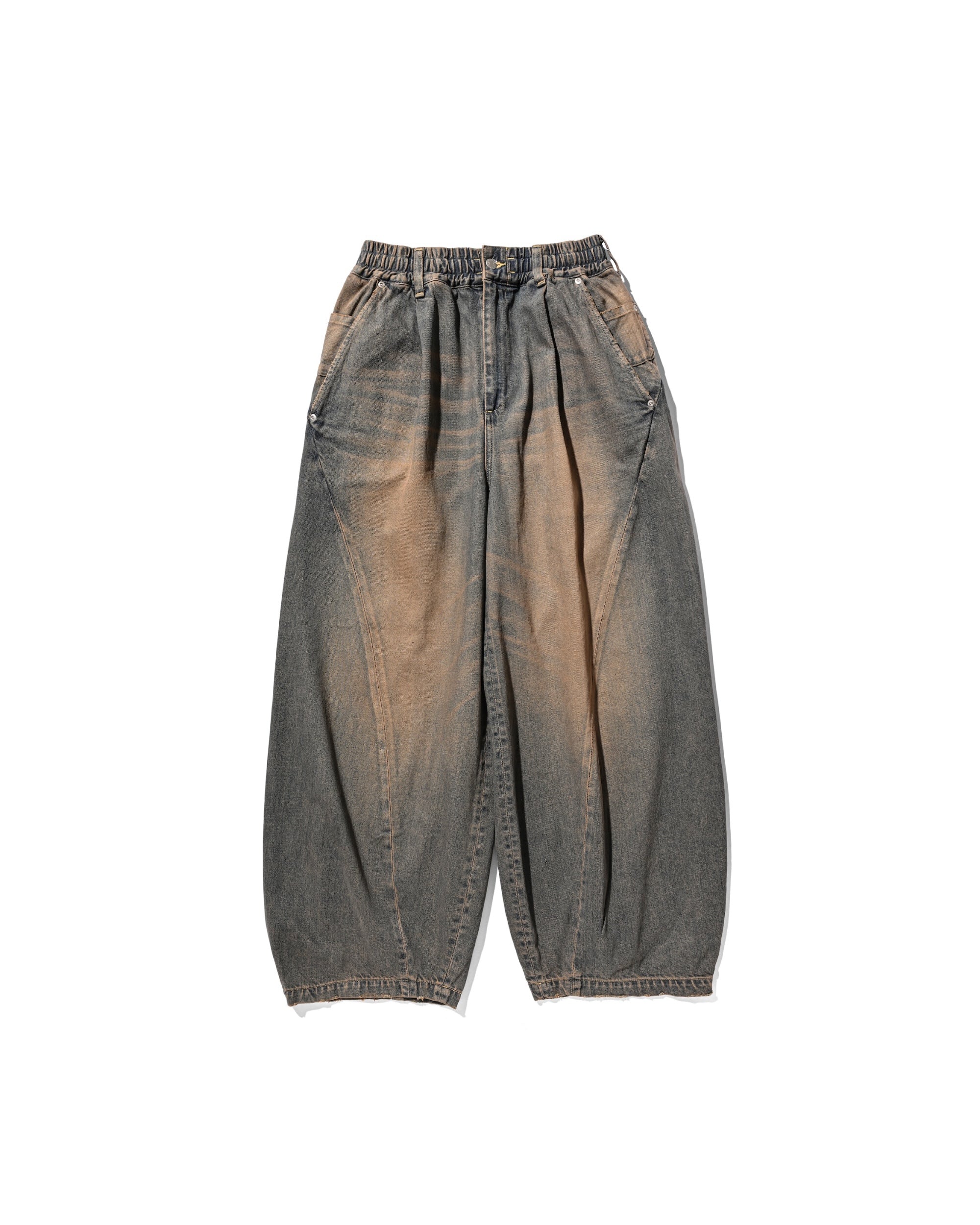 【10.22 WED 20:00- IN STOCK】VINTAGE DYED SELVEDGE DENIM MASSIVE TWISTED PANTS (VINTAGE BROWN)