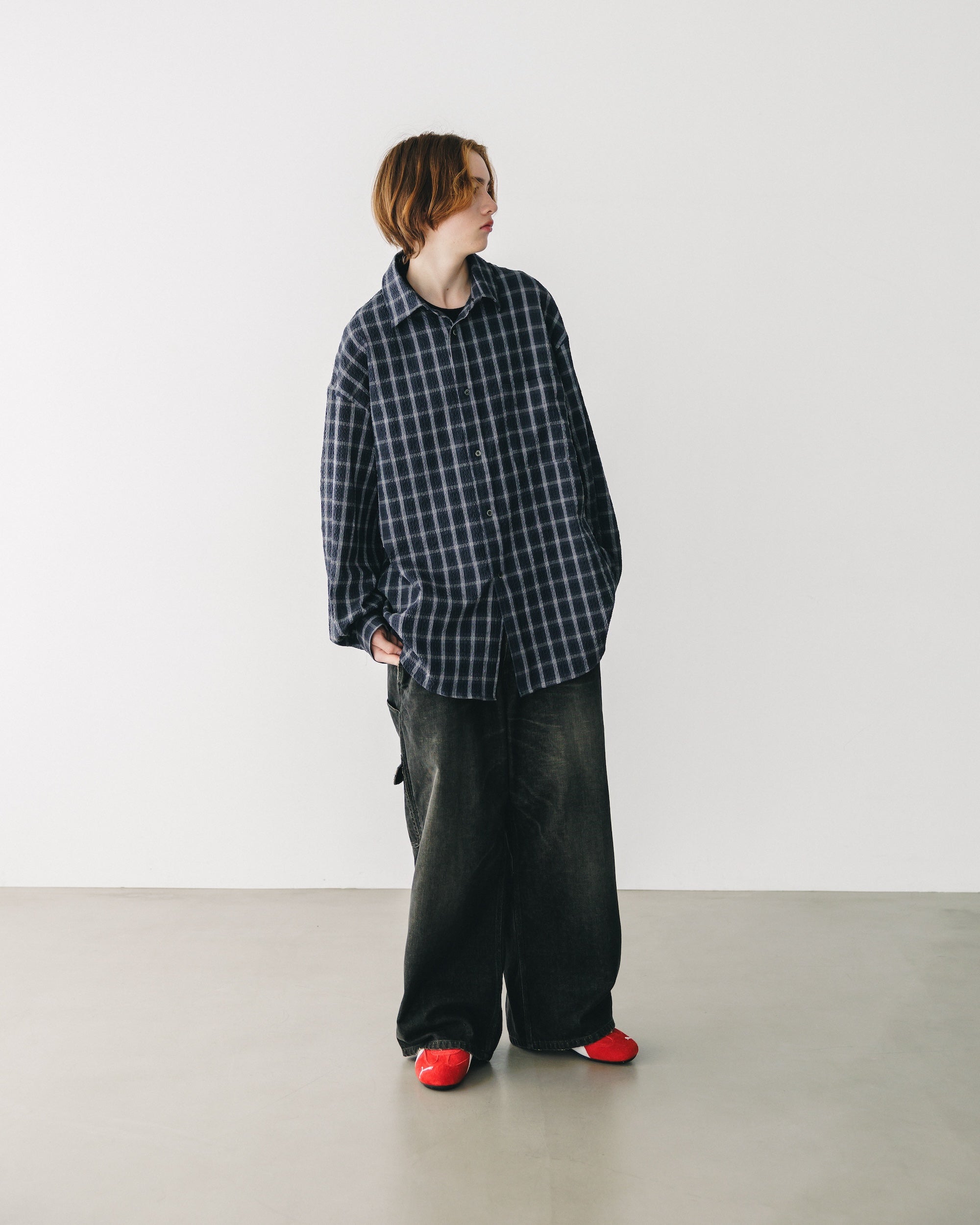 【3.8 SAT 20:00- IN STOCK】VINTAGE DYED SELVEDGE DENIM WORKER PANTS (VINTAGE BLACK)