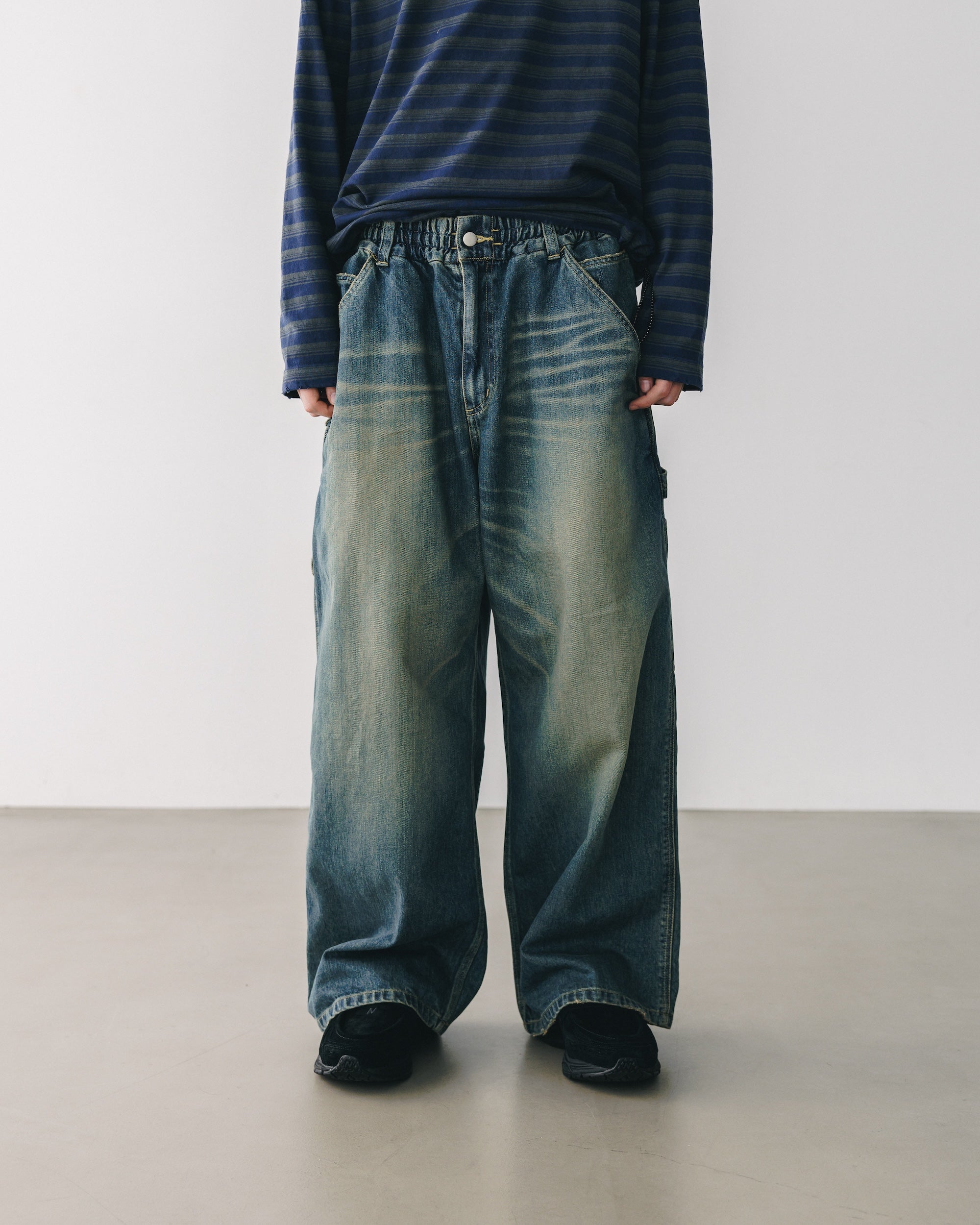 【3.8 SAT 20:00- IN STOCK】VINTAGE DYED SELVEDGE DENIM WORKER PANTS (VINTAGE INDIGO)