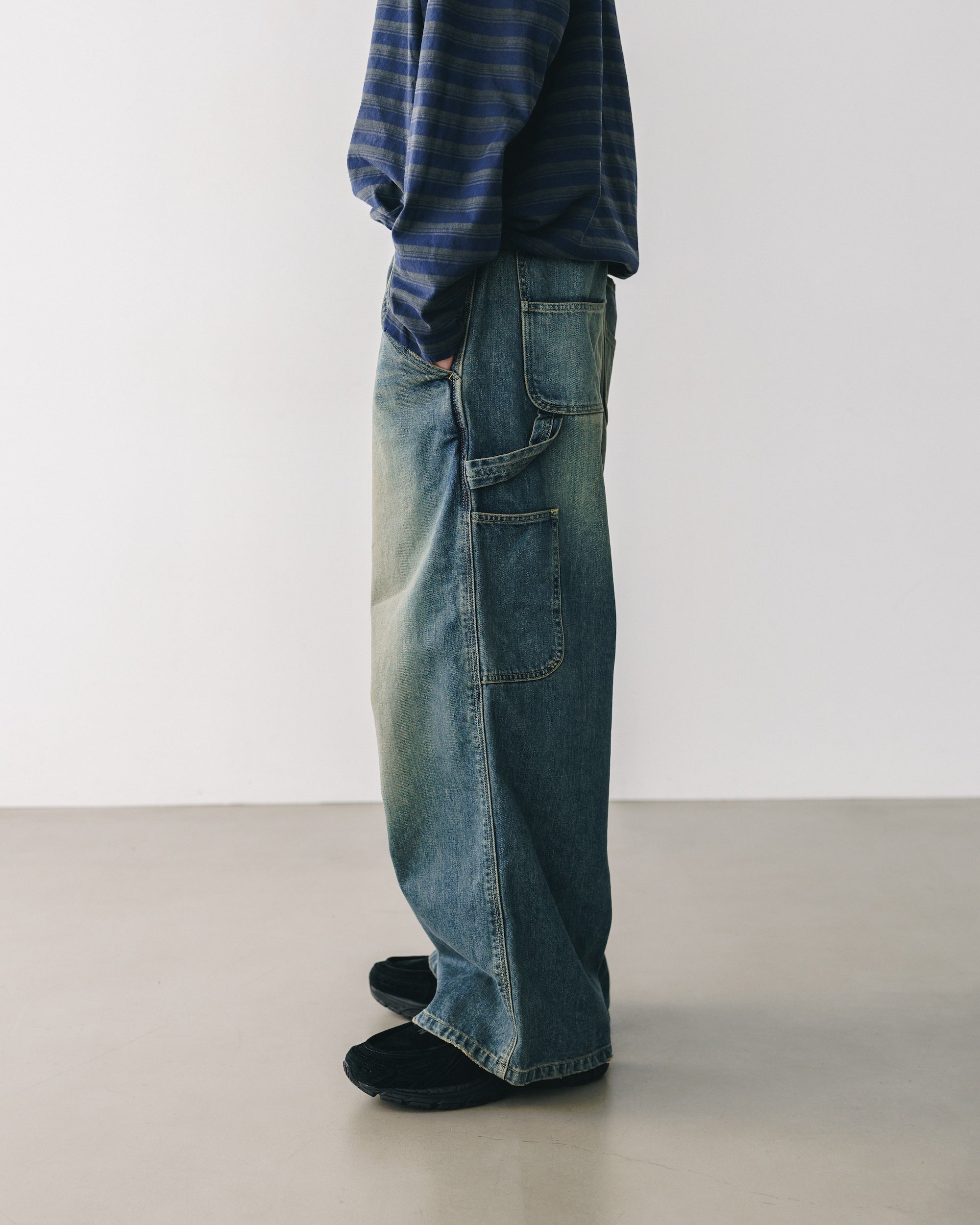 【3.8 SAT 20:00- IN STOCK】VINTAGE DYED SELVEDGE DENIM WORKER PANTS (VINTAGE INDIGO)