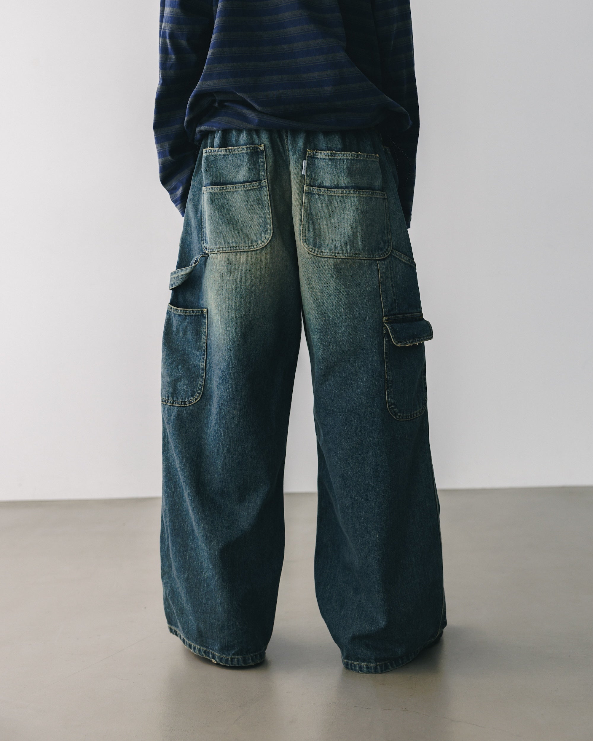 【3.8 SAT 20:00- IN STOCK】VINTAGE DYED SELVEDGE DENIM WORKER PANTS (VINTAGE INDIGO)