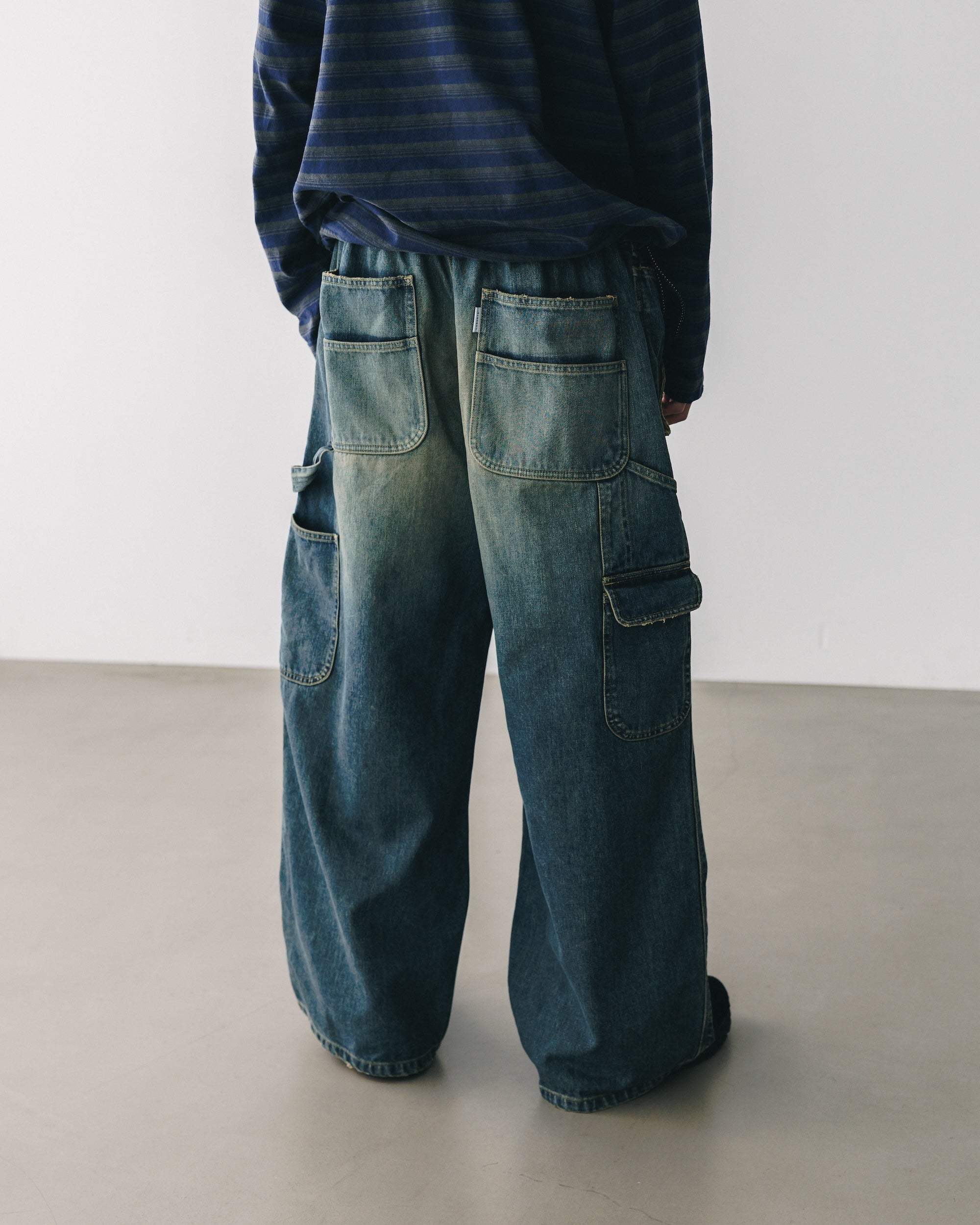 【3.8 SAT 20:00- IN STOCK】VINTAGE DYED SELVEDGE DENIM WORKER PANTS (VINTAGE INDIGO)