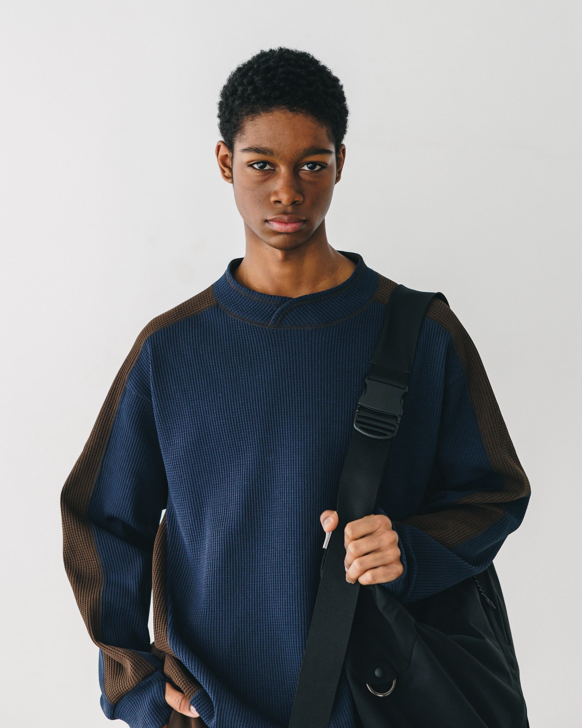 【3.5 WED 20:00- IN STOCK】CITY LIGHT THERMAL PULLOVER (NAVY×BROWN)