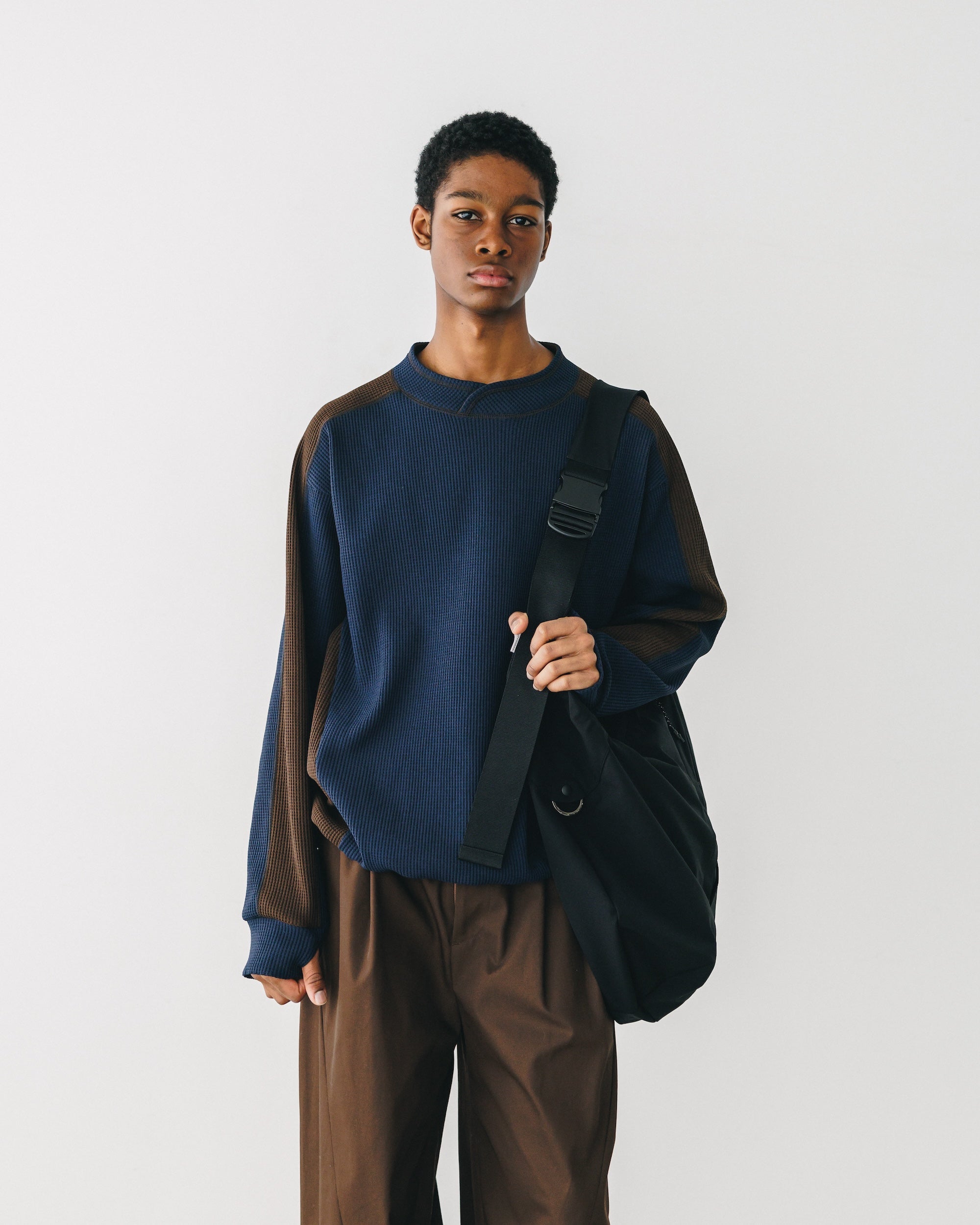 【3.5 WED 20:00- IN STOCK】CITY LIGHT THERMAL PULLOVER (NAVY×BROWN)