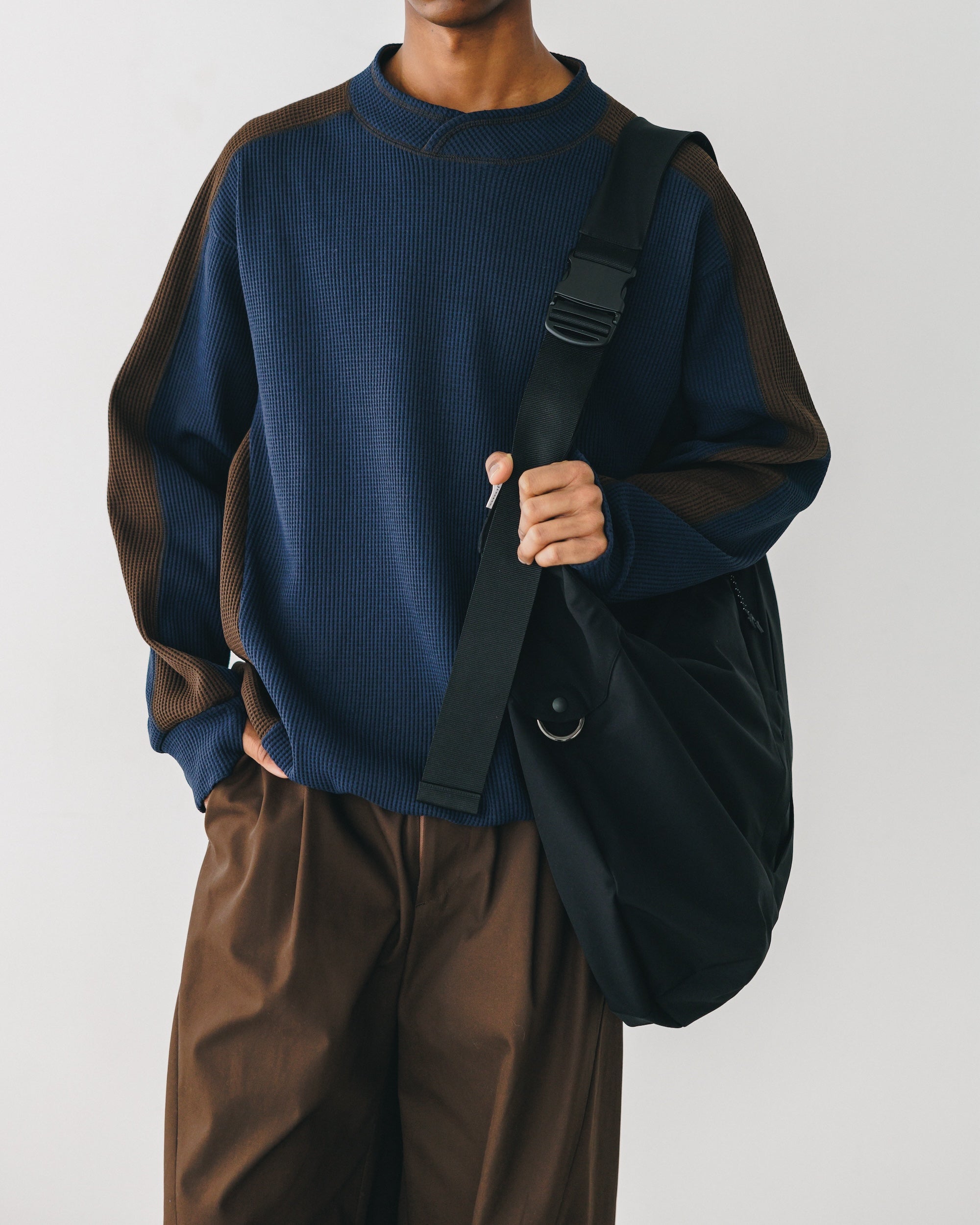 【3.5 WED 20:00- IN STOCK】CITY LIGHT THERMAL PULLOVER (NAVY×BROWN)