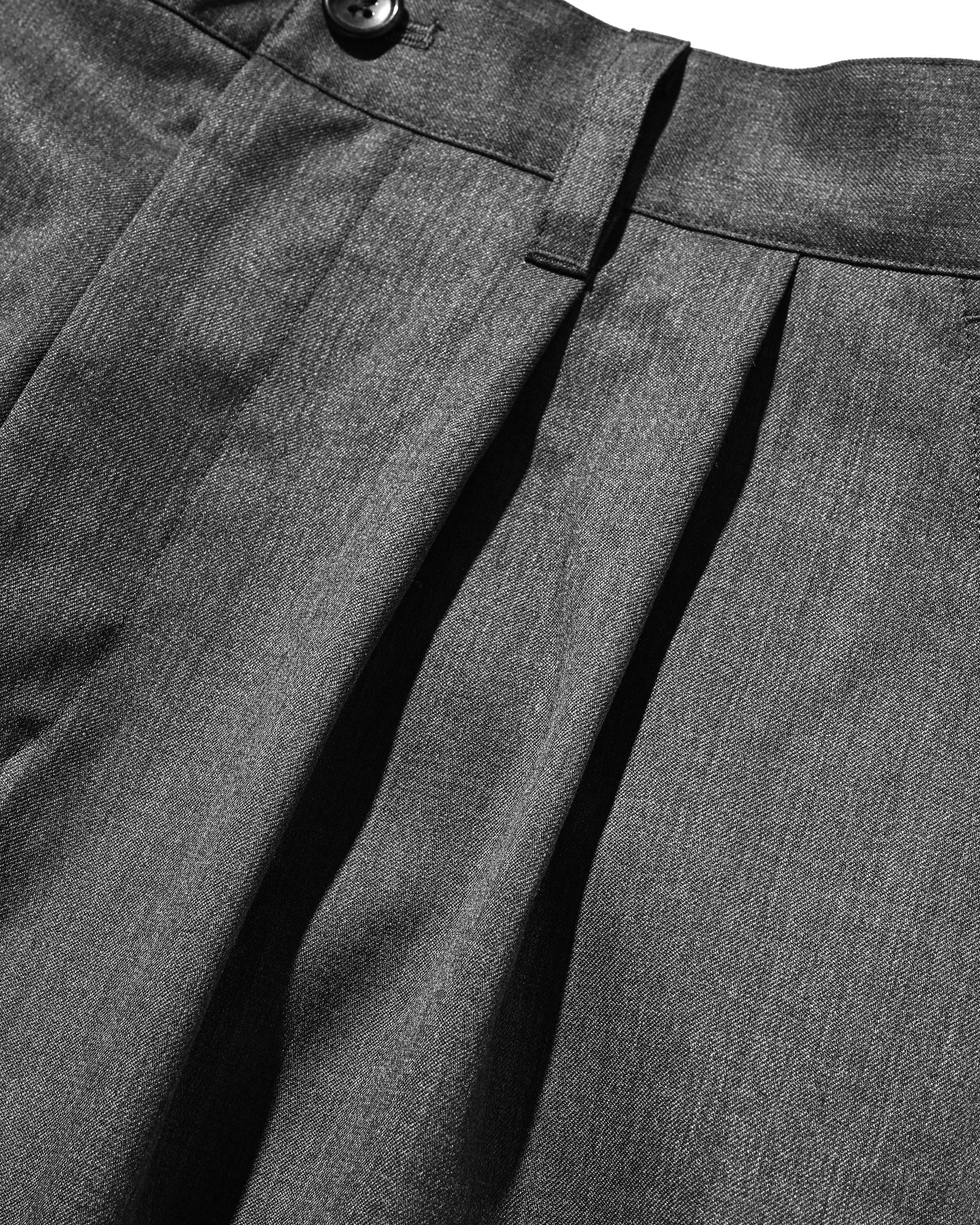 WOOL GABARDINE CITY UNIFORM WIDE STRAIGHT PANTS (GRAY)