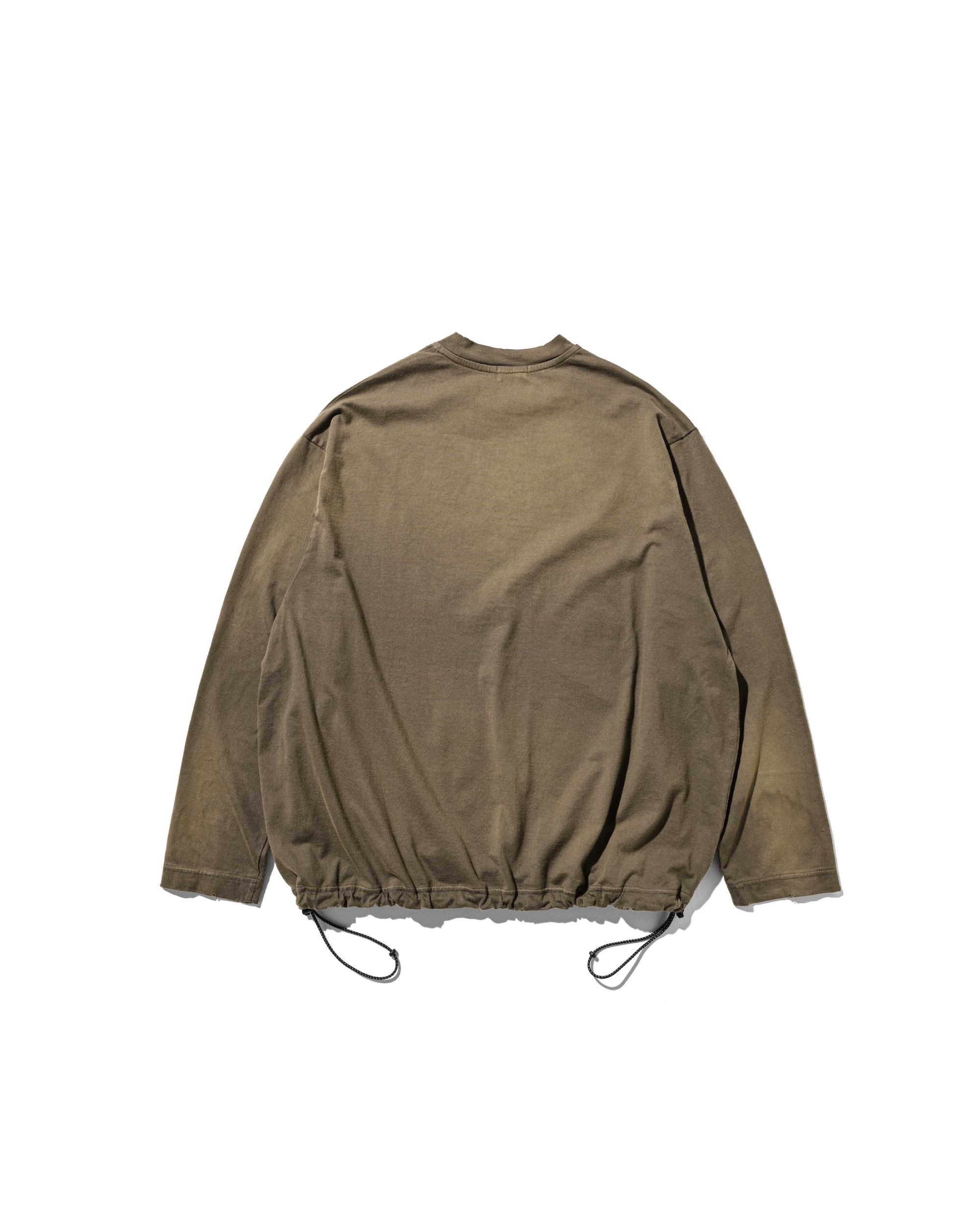 【10.1 WED 20:00- IN STOCK】GRADATION DYED L/S T-SHIRT WITH DRAWSTRINGS (BEIGE)