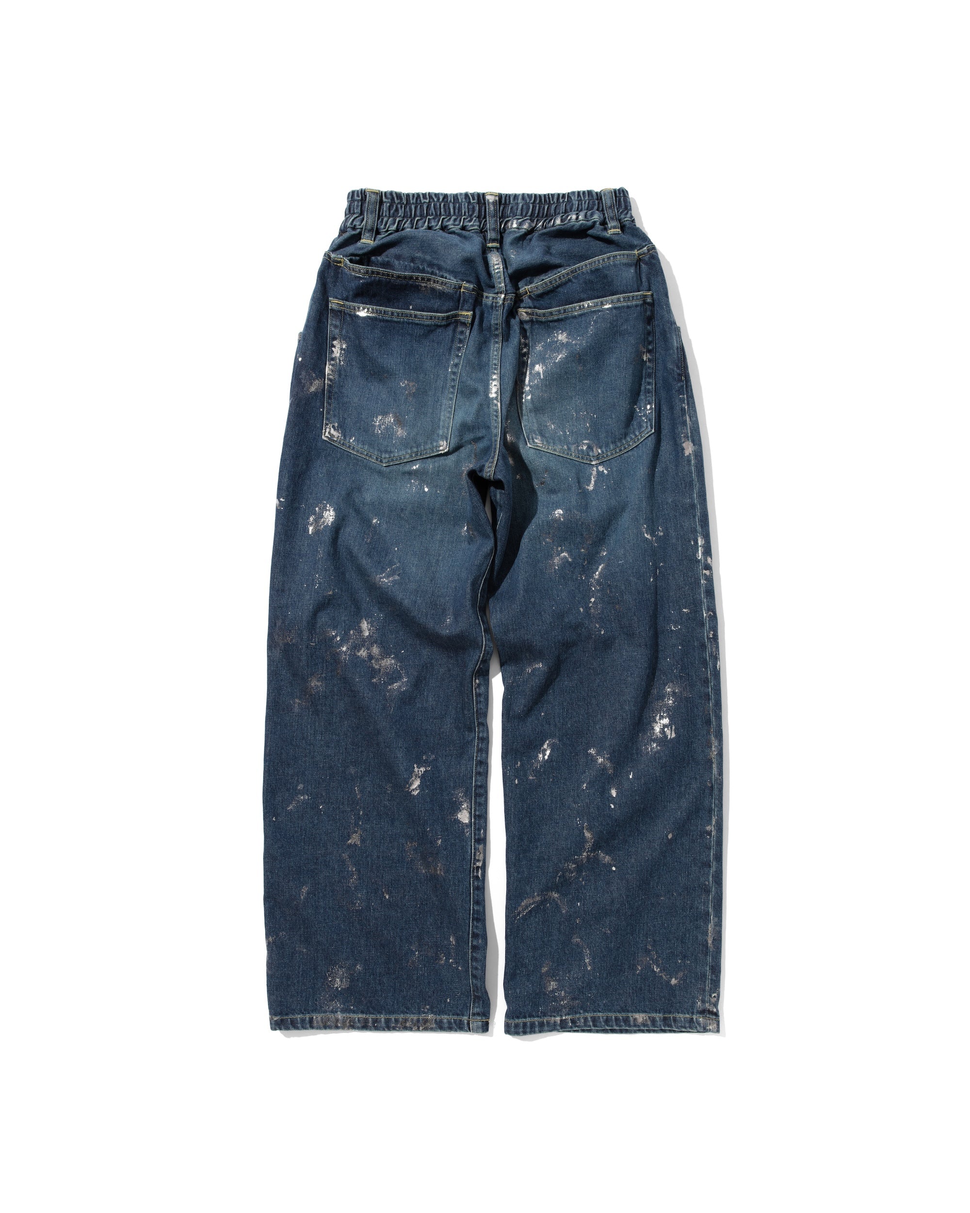 SILVER PRINT VINTAGE WASH SELVEDGE DENIM WIDE PANTS