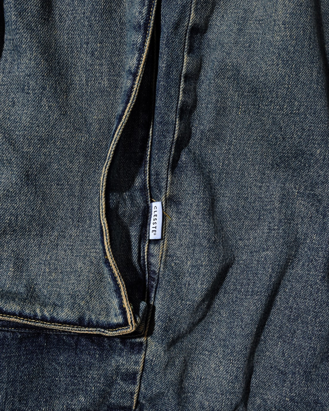 VINTAGE DYED SELVEDGE DENIM CITY MEGA POCKET BALLOON CARGO HALF PANTS (VINTAGE INDIGO)
