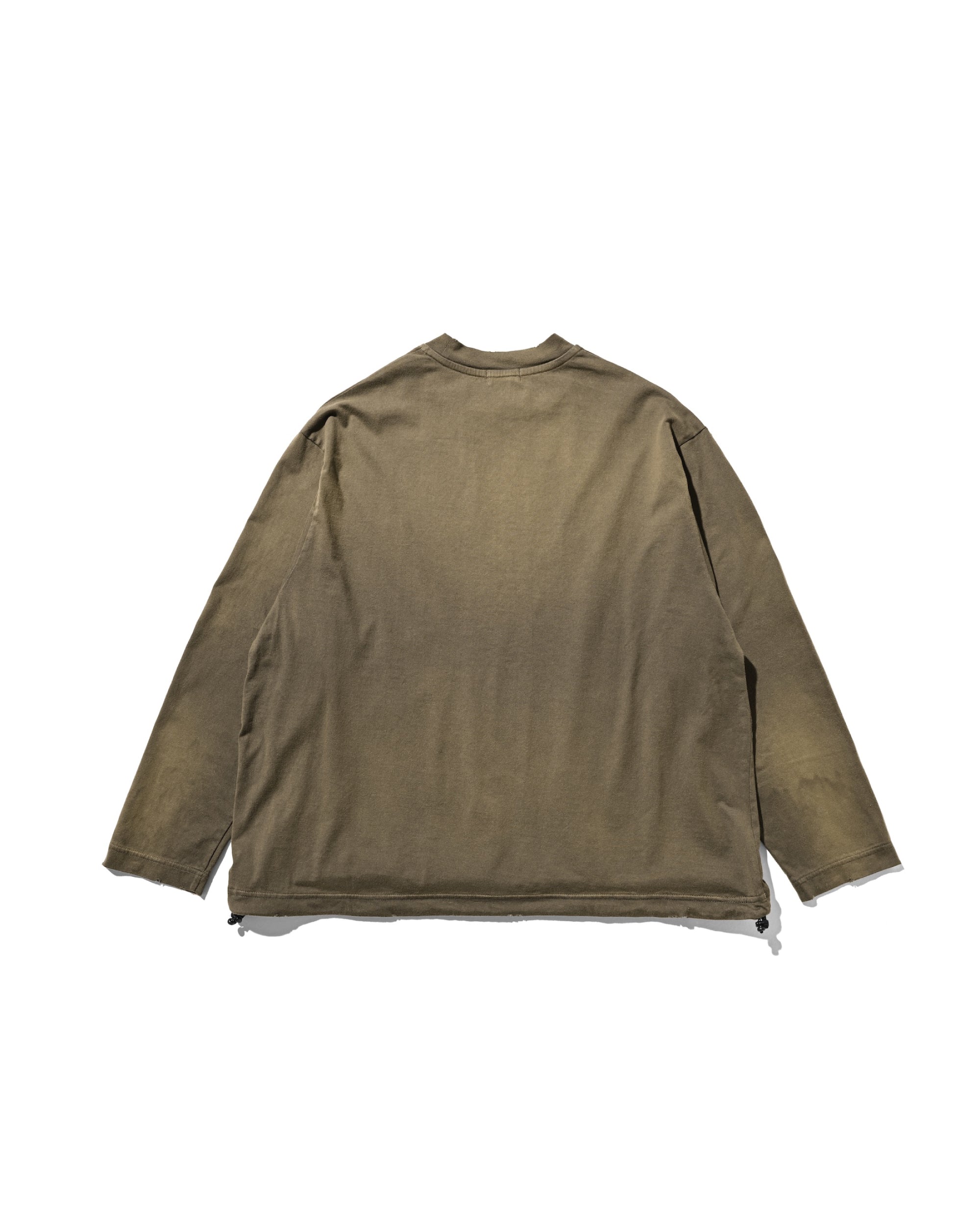 【10.1 WED 20:00- IN STOCK】GRADATION DYED L/S T-SHIRT WITH DRAWSTRINGS (BEIGE)