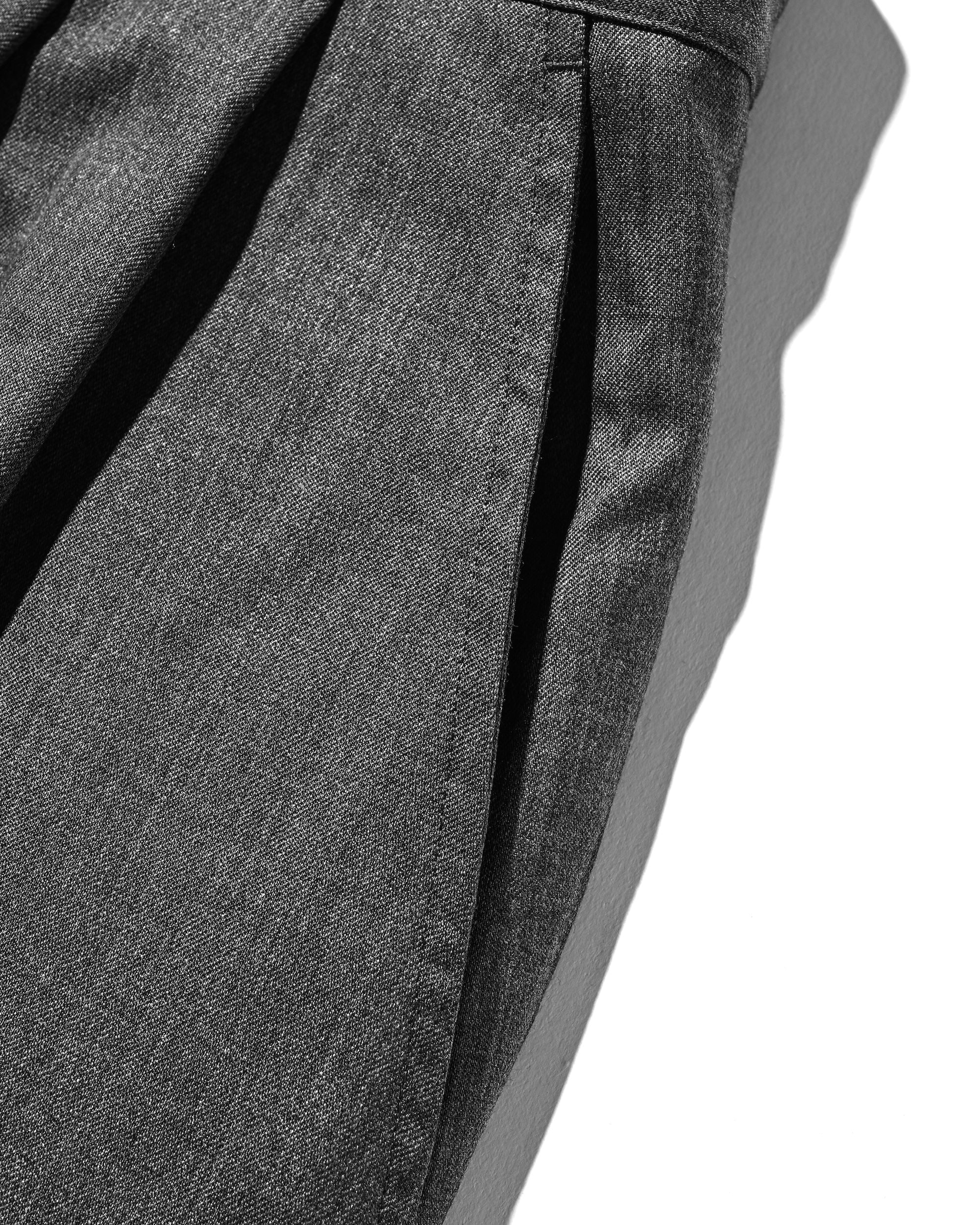 WOOL GABARDINE CITY UNIFORM WIDE STRAIGHT PANTS (GRAY)
