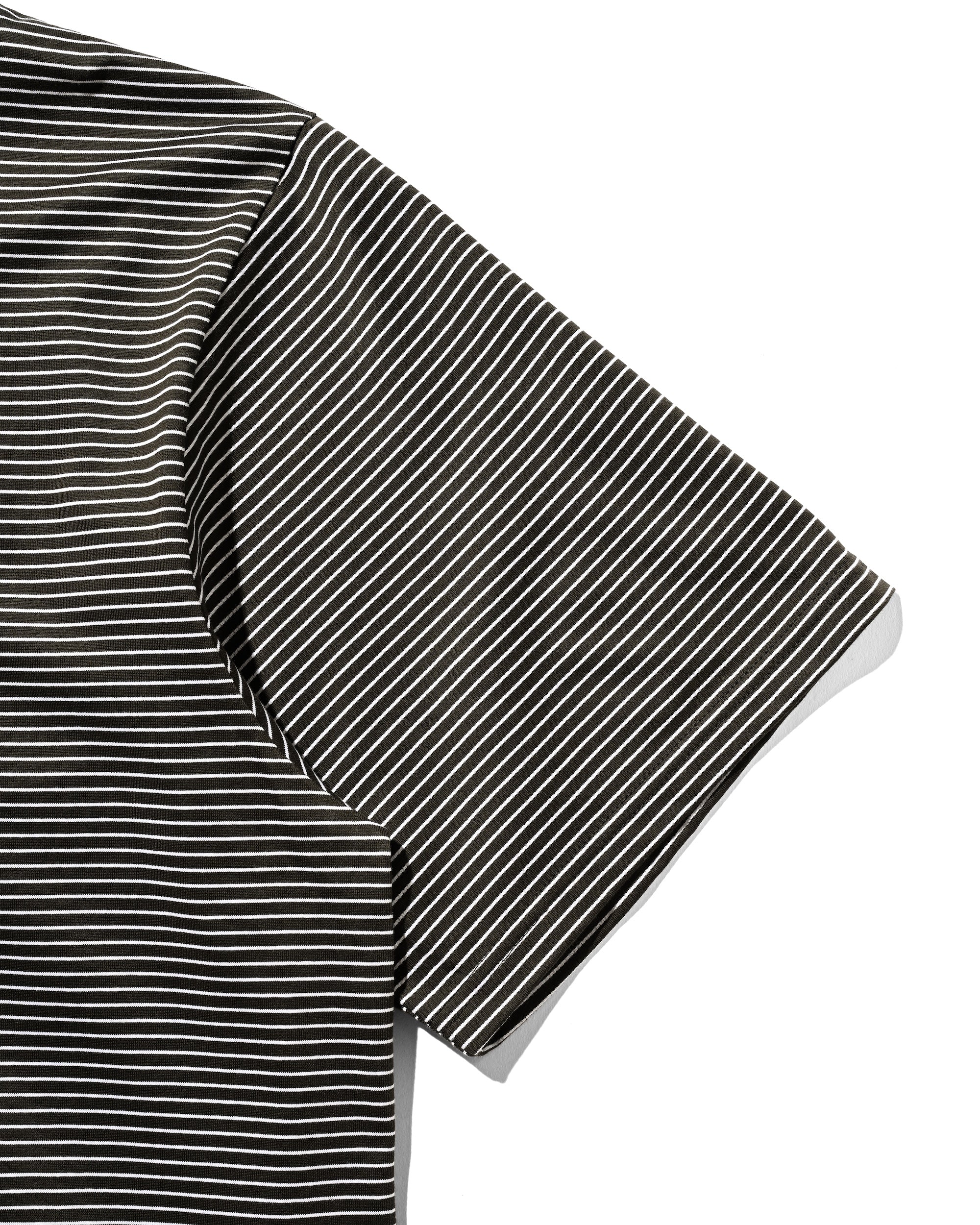 STRIPED S/S POLO WITH DRAWSTRINGS (BROWN×WHITE)