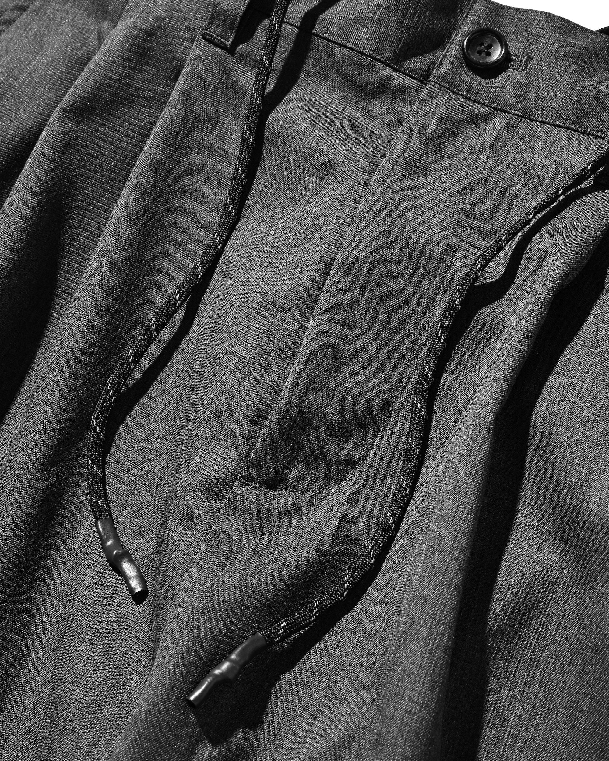 WOOL GABARDINE CITY UNIFORM WIDE STRAIGHT PANTS (GRAY)