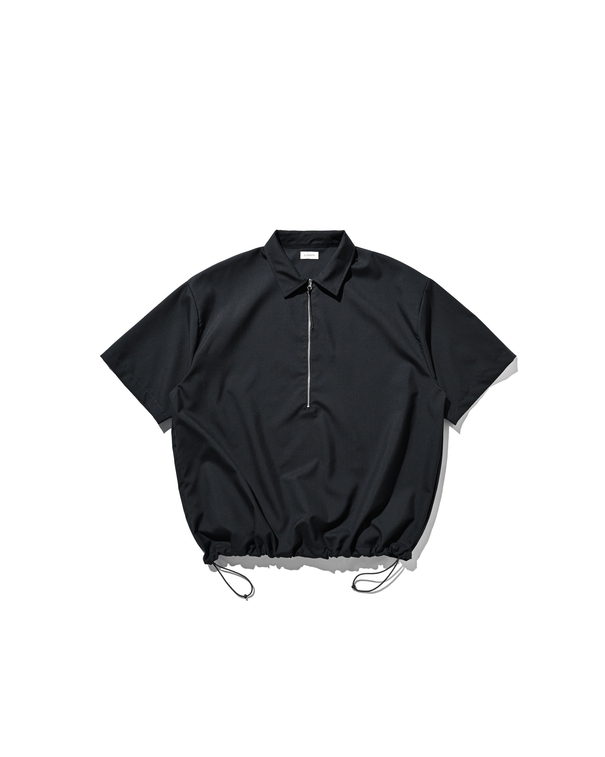 TROPICAL WOOL CITY S/S HALF ZIP SHIRT (NAVY)