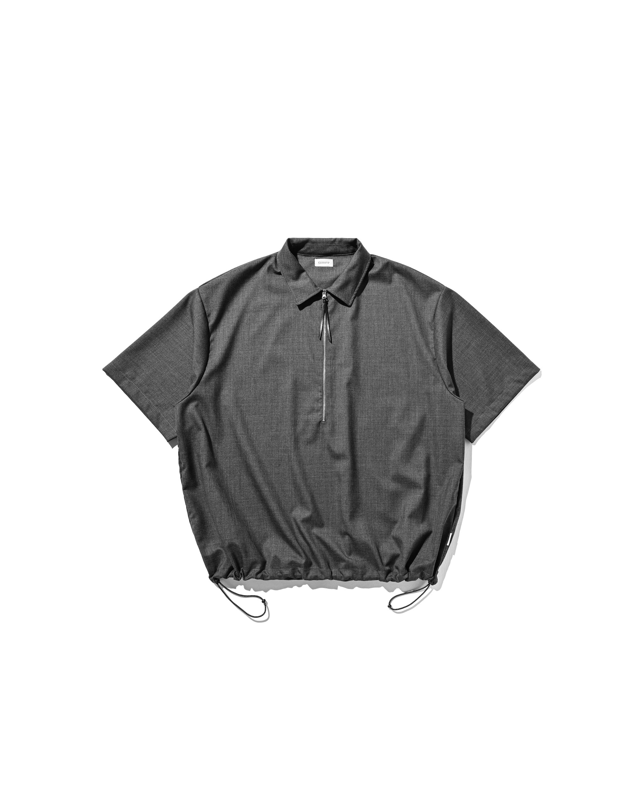TROPICAL WOOL CITY S/S HALF ZIP SHIRT (GRAY)