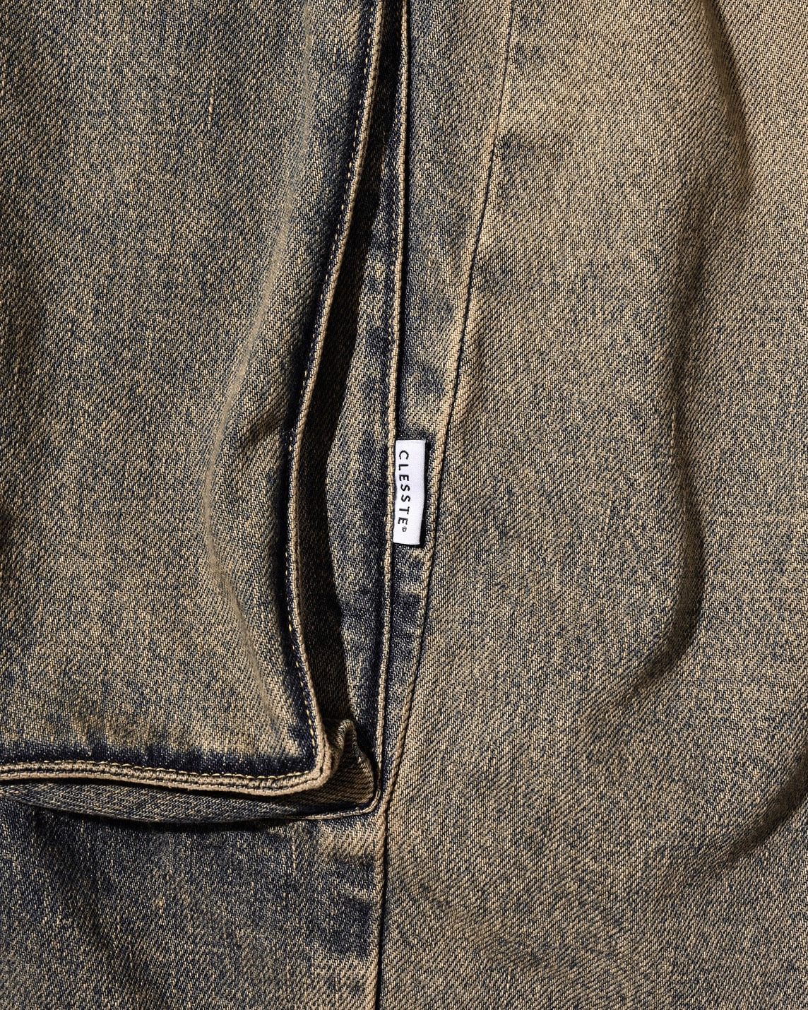 VINTAGE DYED SELVEDGE DENIM CITY MEGA POCKET BALLOON CARGO HALF PANTS