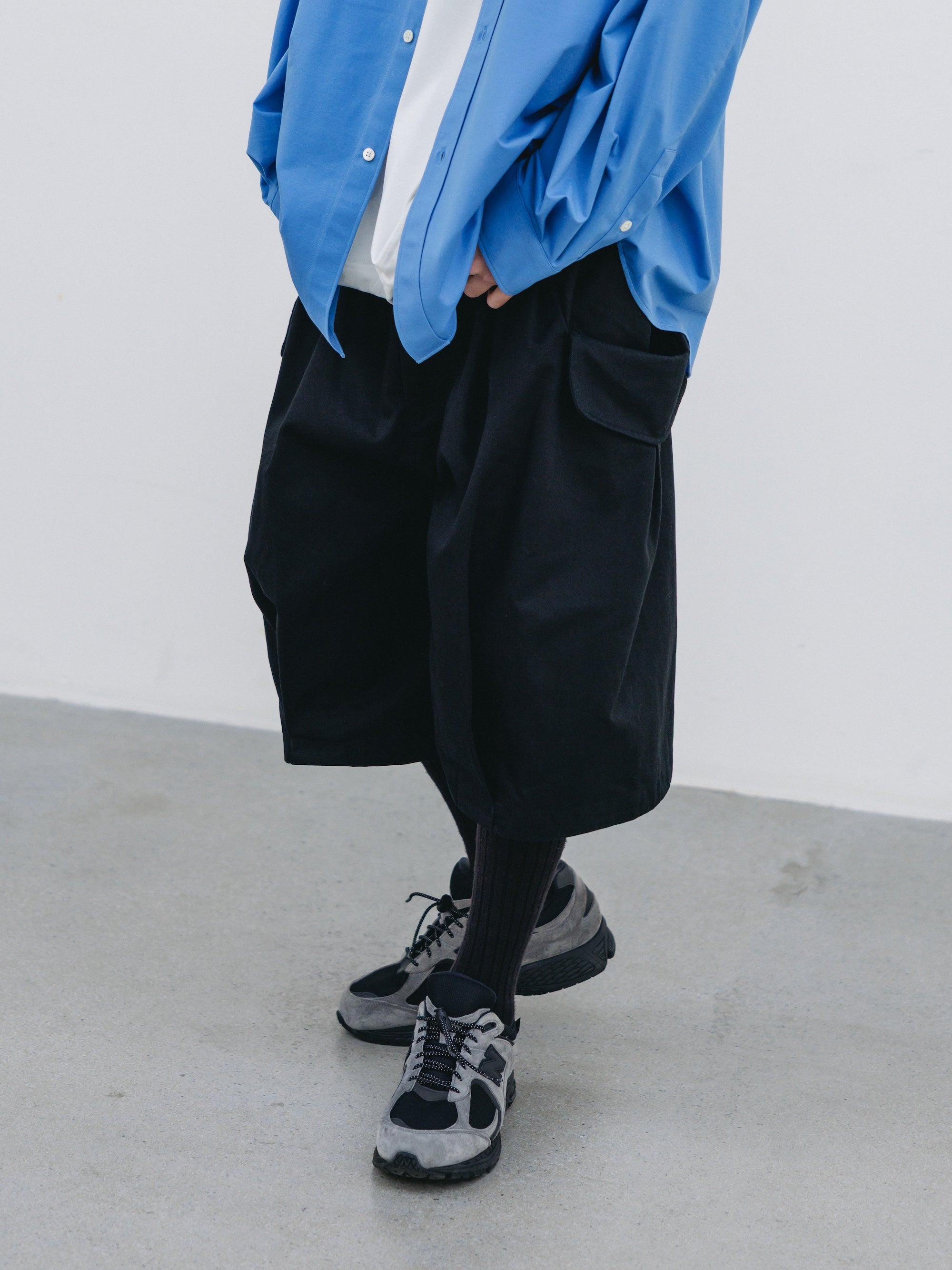 【3.14 SAT 20:00- IN STOCK】FLAP WIDE BALLOON HALF PANTS (BLACK)
