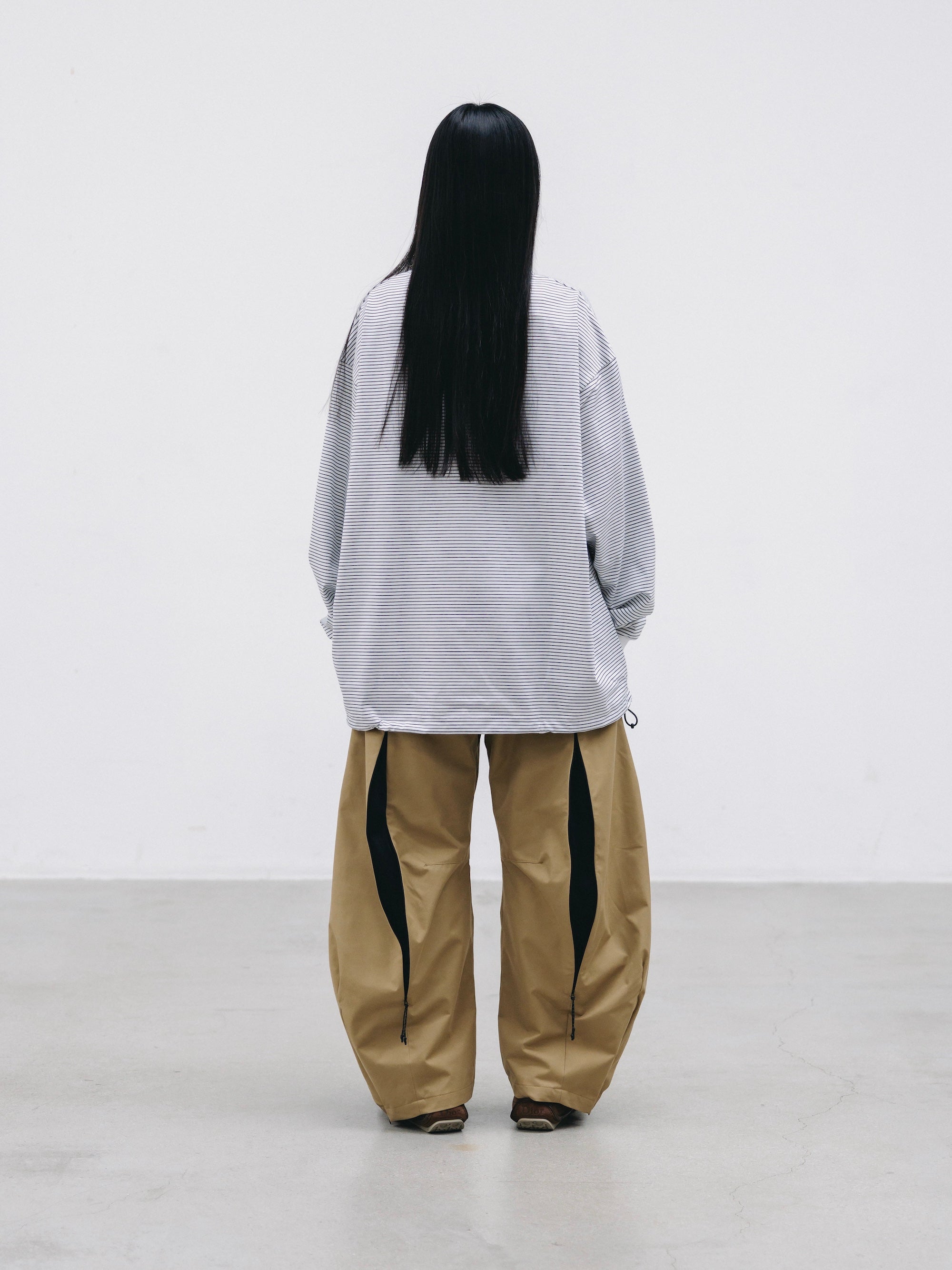 【2.28 SAT 20:00- IN STOCK】"C×CONCEPT" STRIPED L/S T-SHIRT WITH DRAWSTRINGS (WHITE×BLACK)