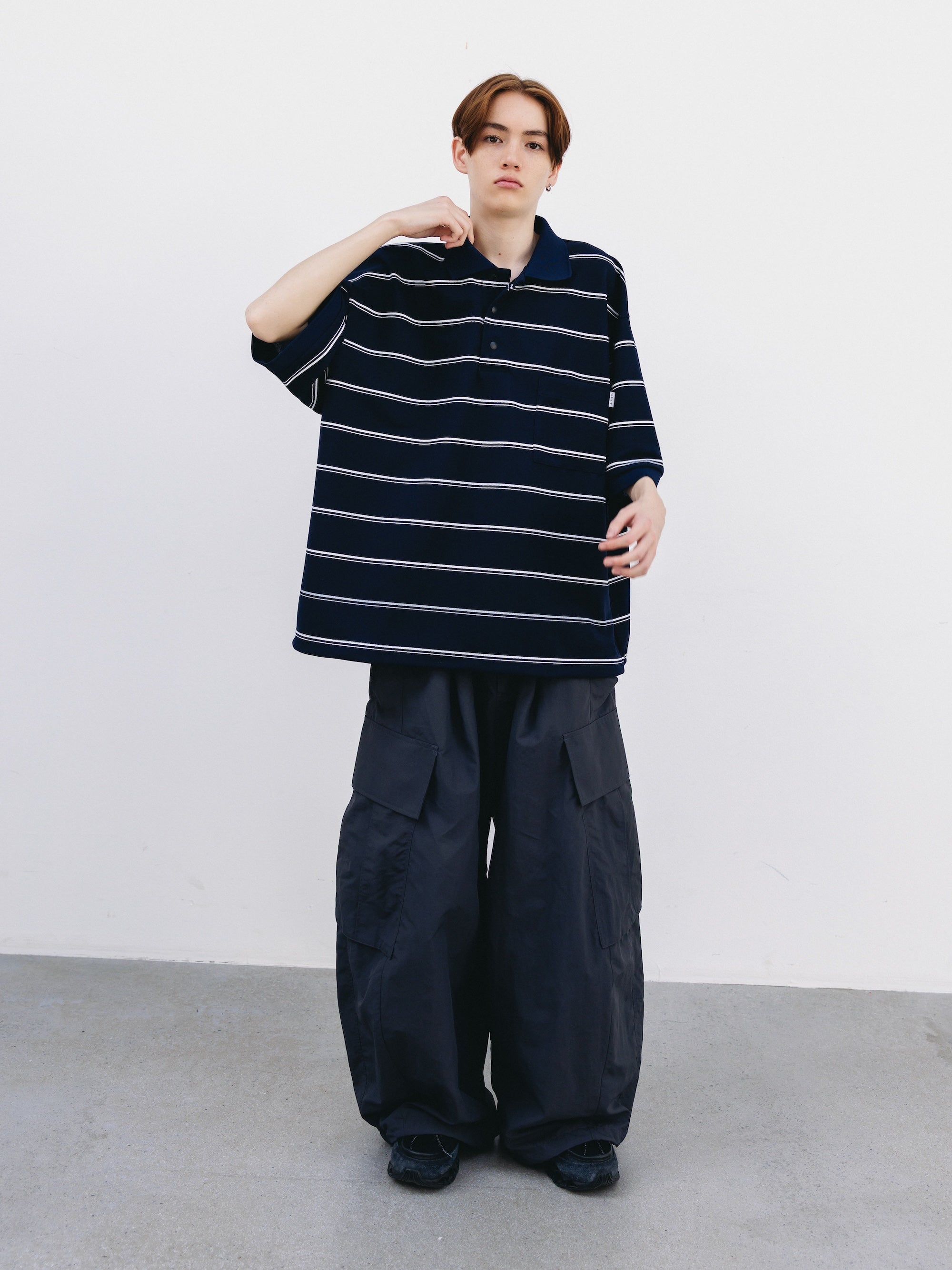 5.23 SAT 20:00- IN STOCK】THICK/THIN STRIPE ACTIVE CITY POLO S/S SHIRT