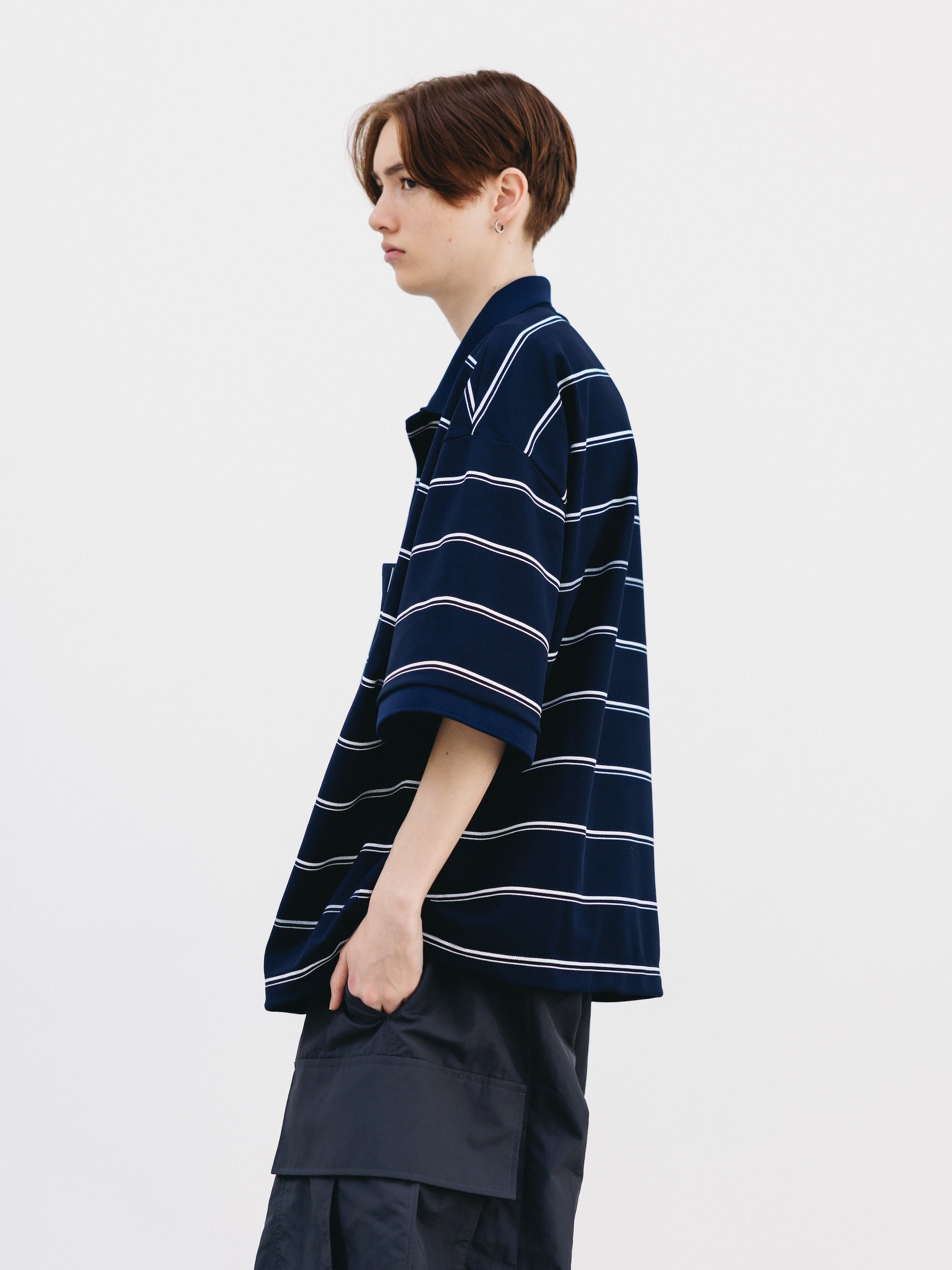 5.23 SAT 20:00- IN STOCK】THICK/THIN STRIPE ACTIVE CITY POLO S/S SHIRT