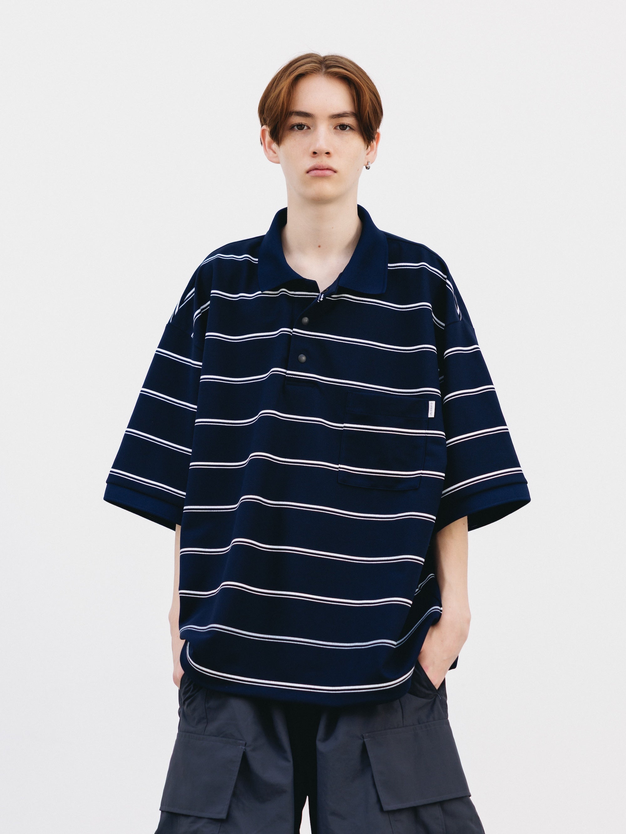 5.23 SAT 20:00- IN STOCK】THICK/THIN STRIPE ACTIVE CITY POLO S/S SHIRT