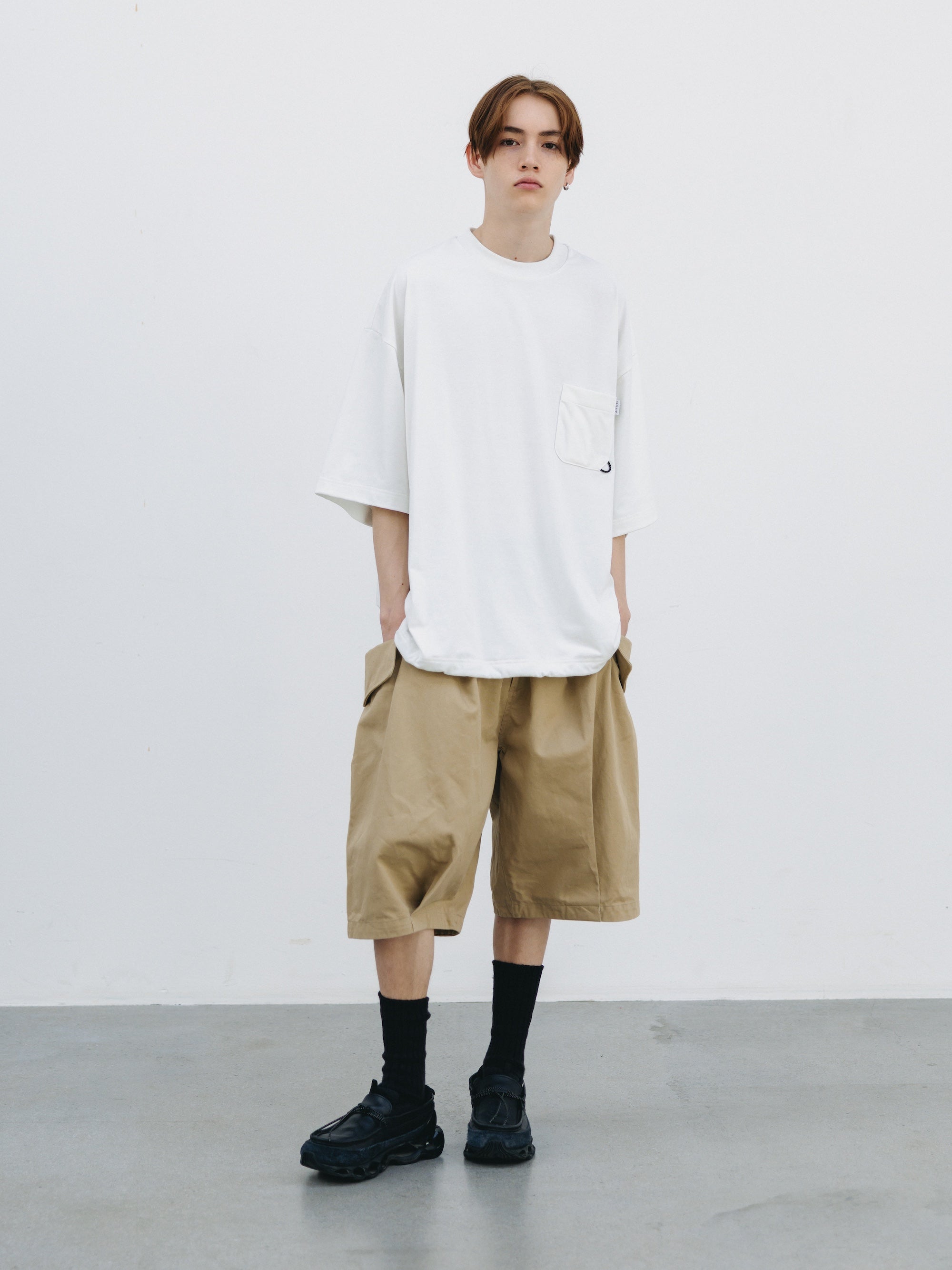 【3.14 SAT 20:00- IN STOCK】FLAP WIDE BALLOON HALF PANTS (BEIGE)