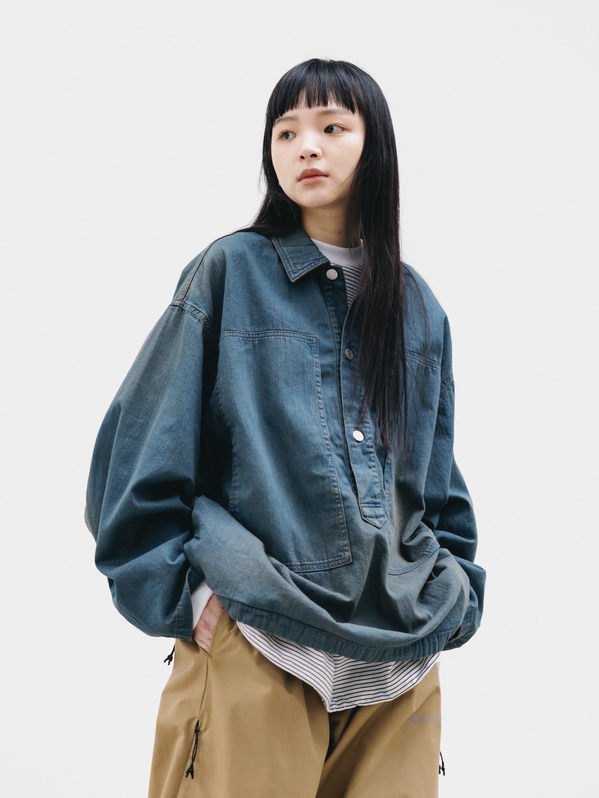 VINTAGE DYED SELVEDGE DENIM US ARMY M-35 PULLOVER JACKET (VINTAGE BROW
