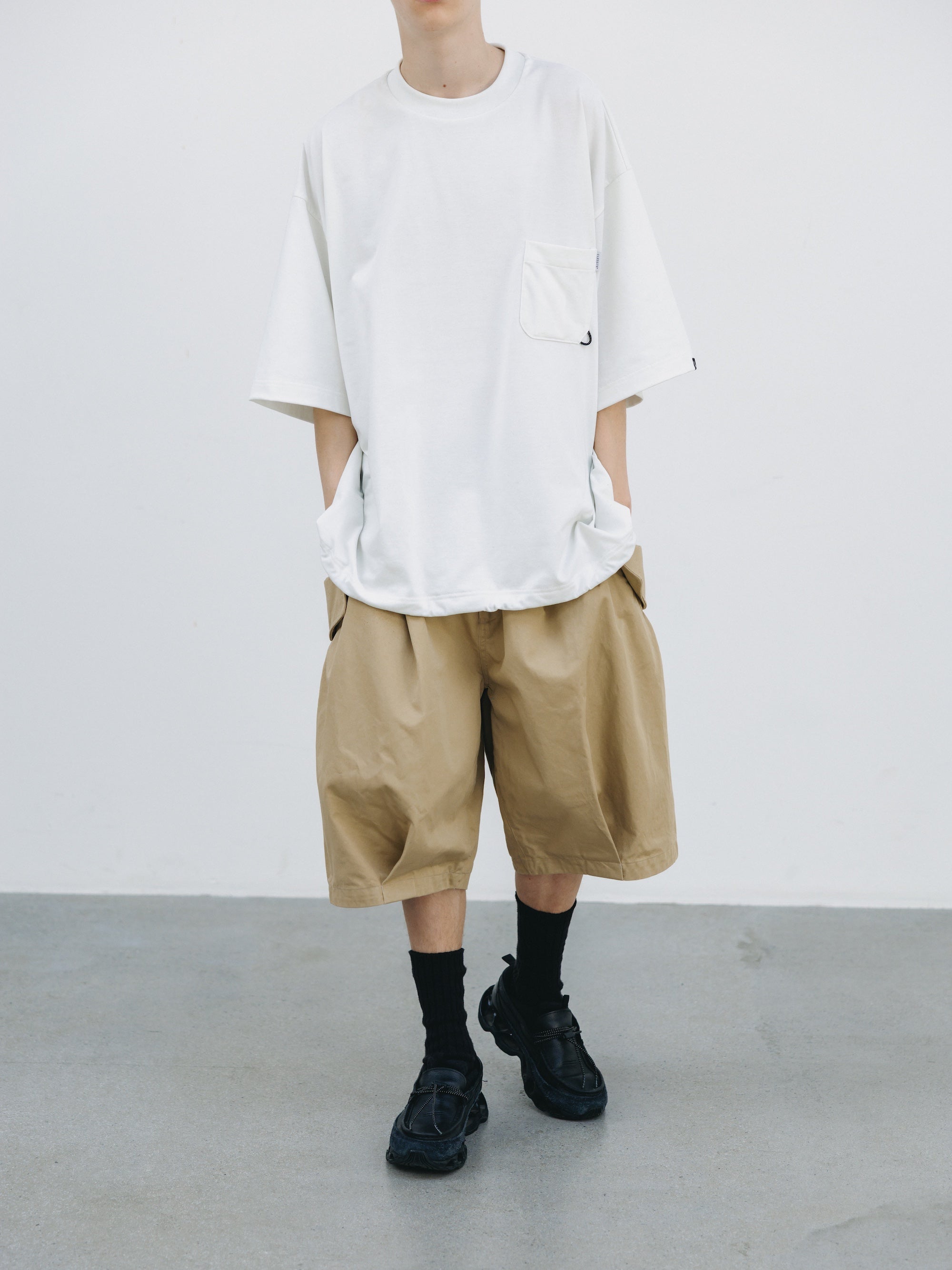 【3.14 SAT 20:00- IN STOCK】FLAP WIDE BALLOON HALF PANTS (BEIGE)