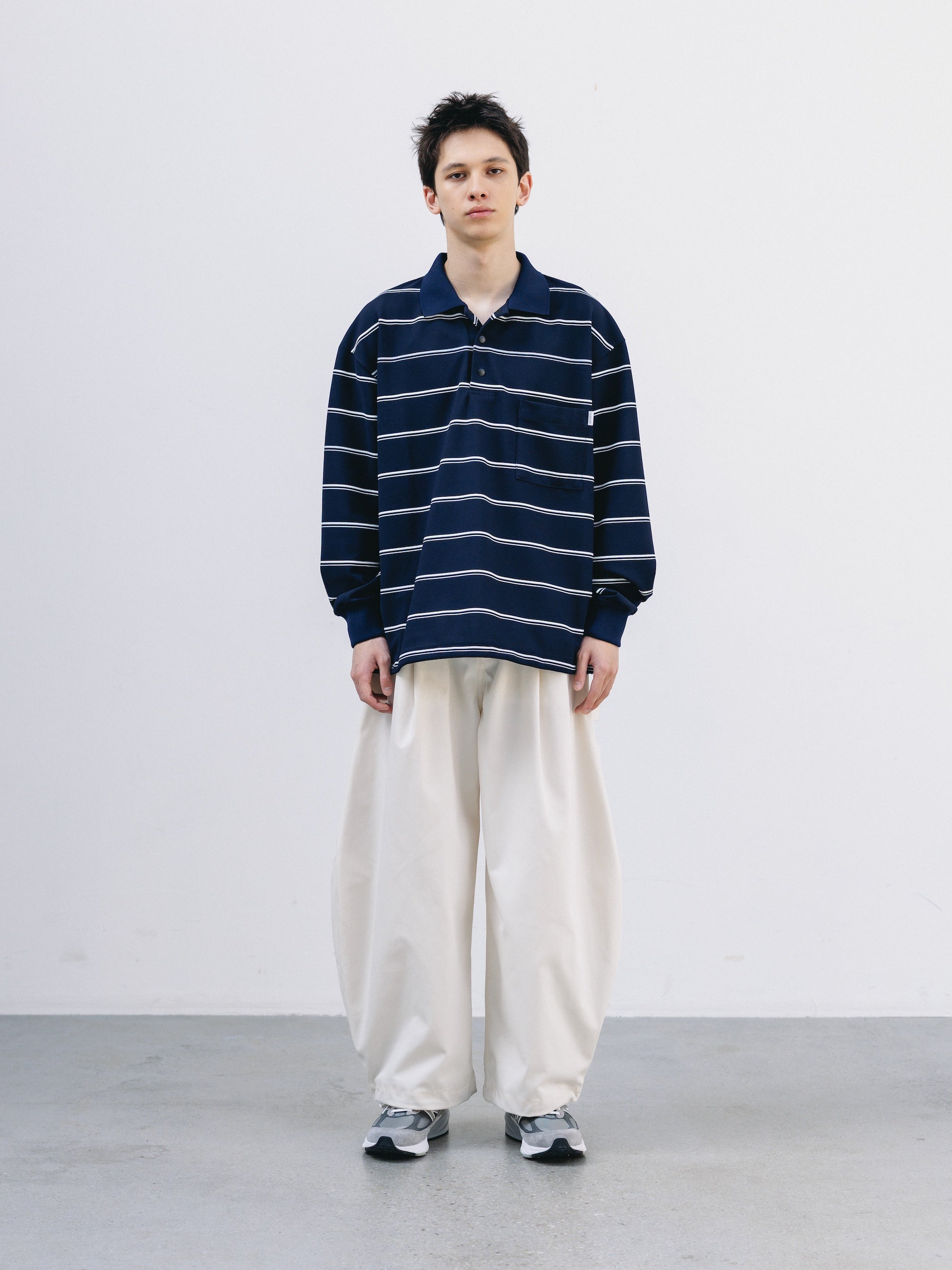 THICK/THIN STRIPE ACTIVE CITY POLO L/S SHIRTS (NAVY)