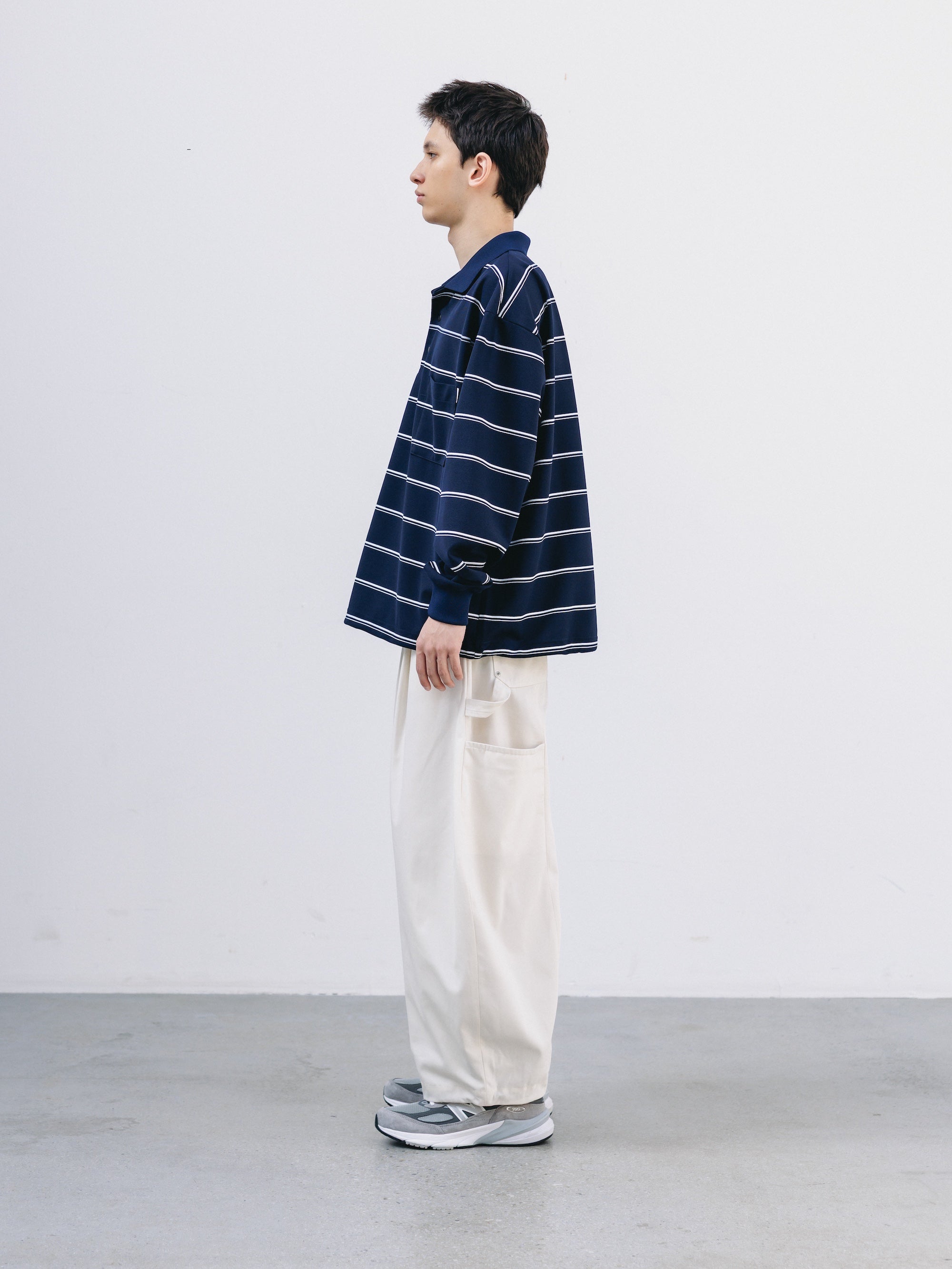 THICK/THIN STRIPE ACTIVE CITY POLO L/S SHIRTS (NAVY)
