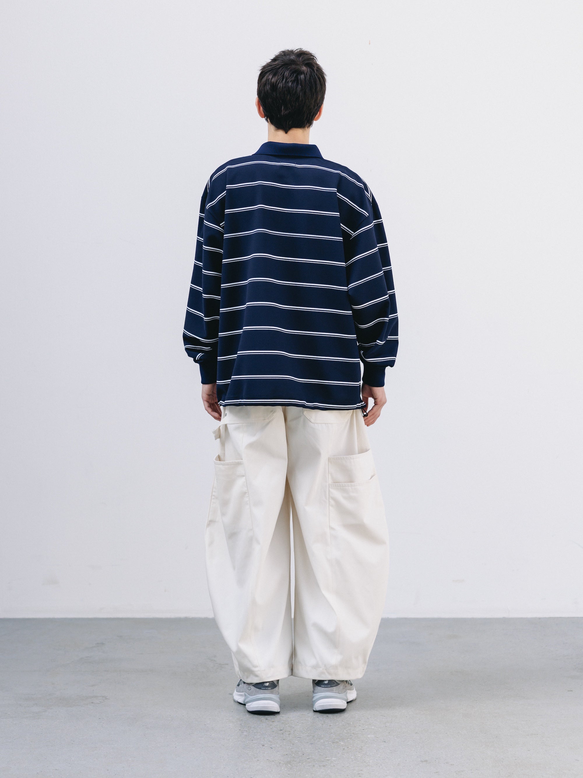 THICK/THIN STRIPE ACTIVE CITY POLO L/S SHIRTS (NAVY)