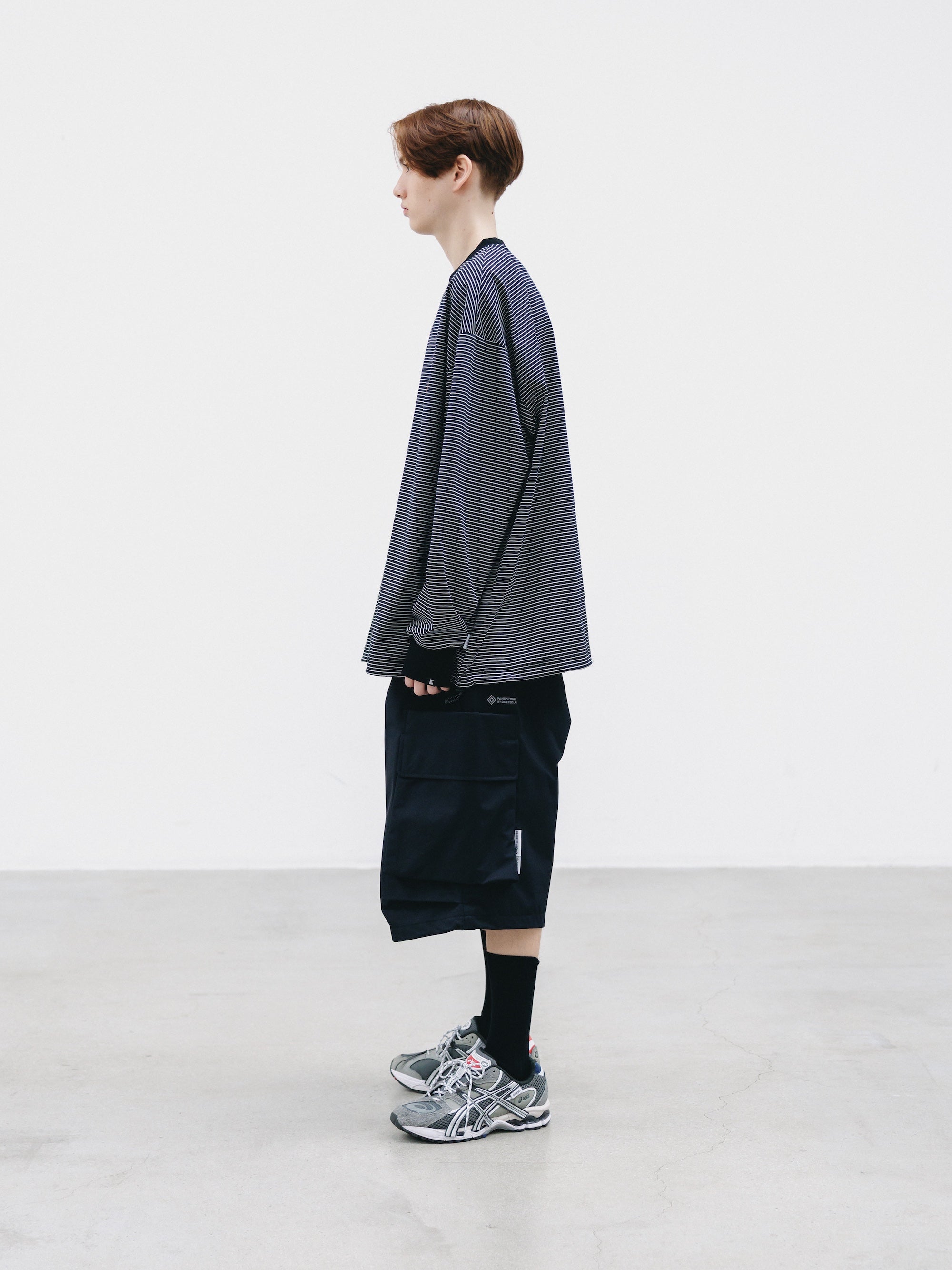 【2.28 SAT 20:00- IN STOCK】"C×CONCEPT" STRIPED L/S T-SHIRT WITH DRAWSTRINGS (BLACK×WHITE)