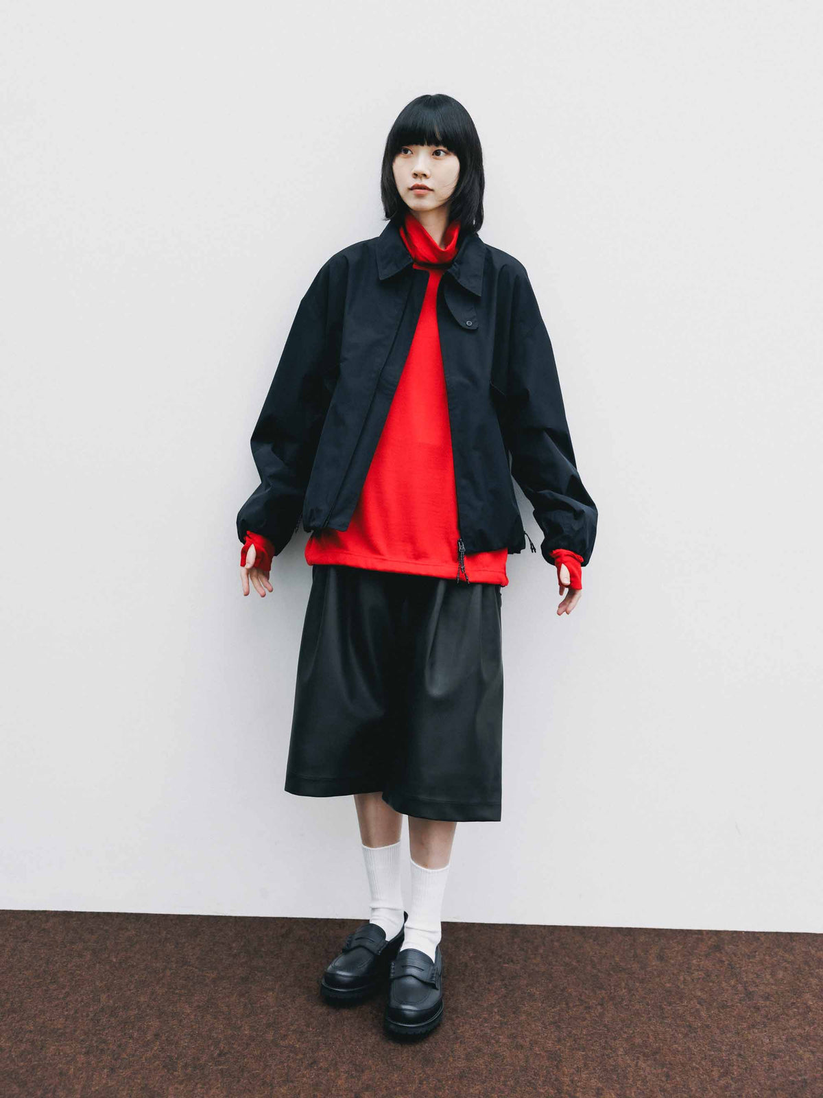【9.16 WED 20:00- IN STOCK】SYNTHETIC SKIN-TEX CITY BAGGY HALF PANTS (BLACK)