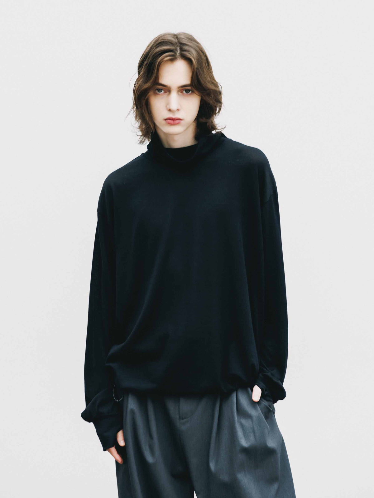 【9.16 WED 20:00- IN STOCK】MERINO WOOL L/S TURTLENECK TEE (BLACK)