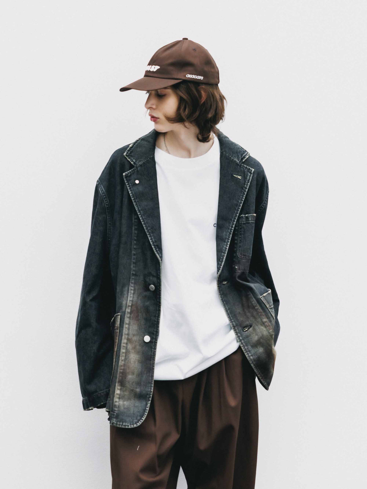 【9.19 SAT 20:00- IN STOCK】VINTAGE DYED SELVEDGE DENIM CITY WORKER TAILORED JACKET (VINTAGE BLACK)