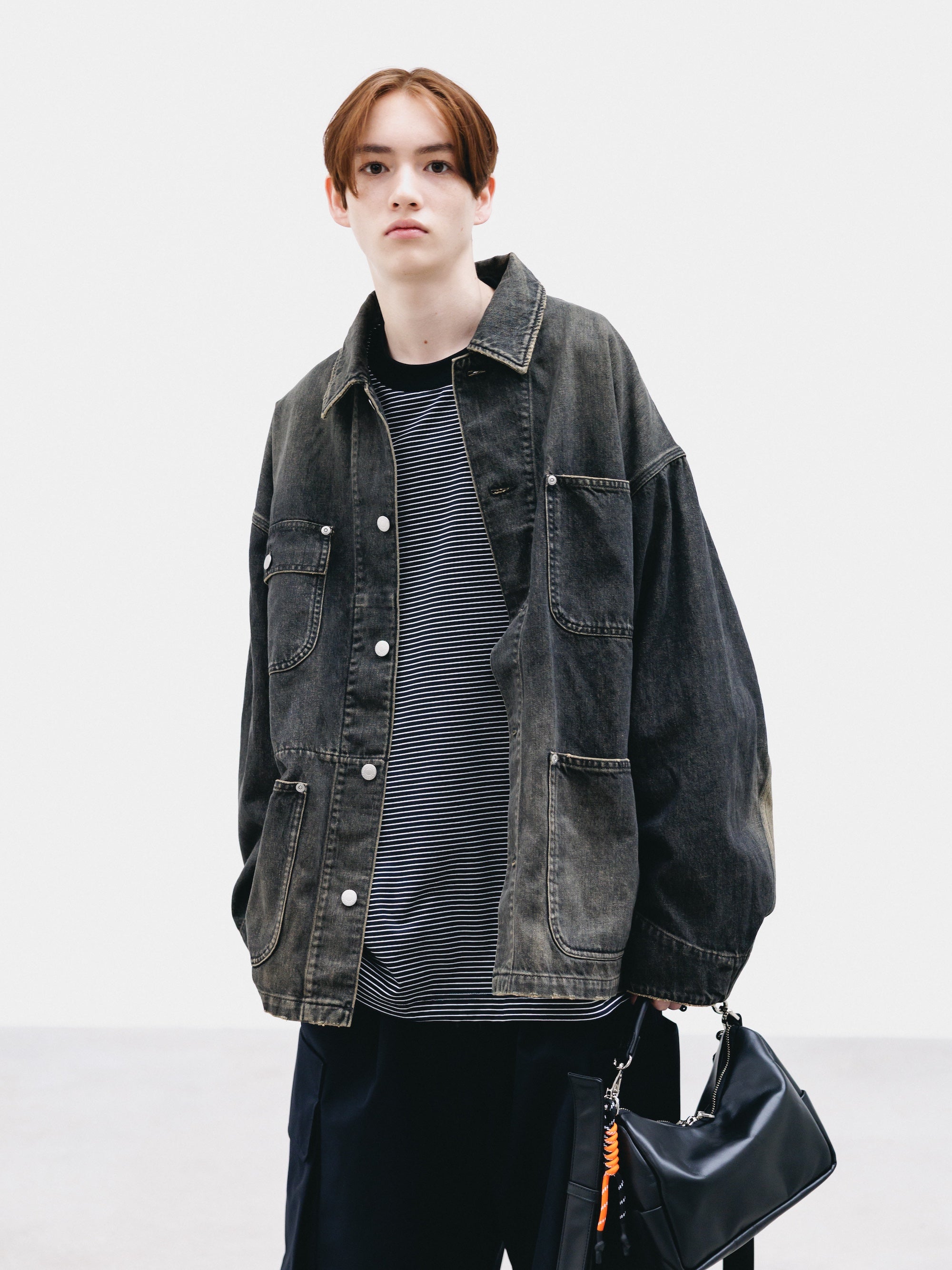 【2.14 SAT 20:00- IN STOCK】VINTAGE DYED SELVEDGE DENIM CITY UTILITY COAT (VINTAGE BLACK)