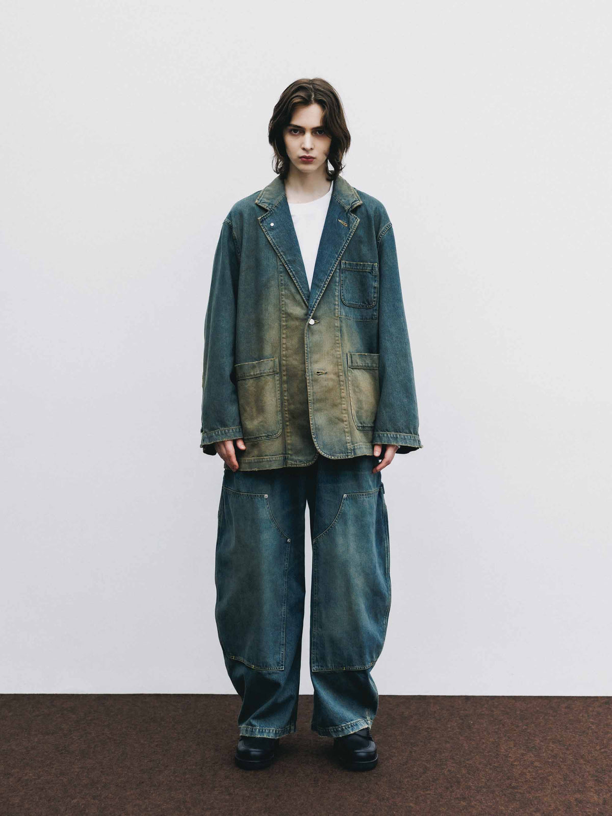 【9.19 SAT 20:00- IN STOCK】VINTAGE DYED SELVEDGE DENIM CITY WORKER TAILORED JACKET (VINTAGE BEIGE)