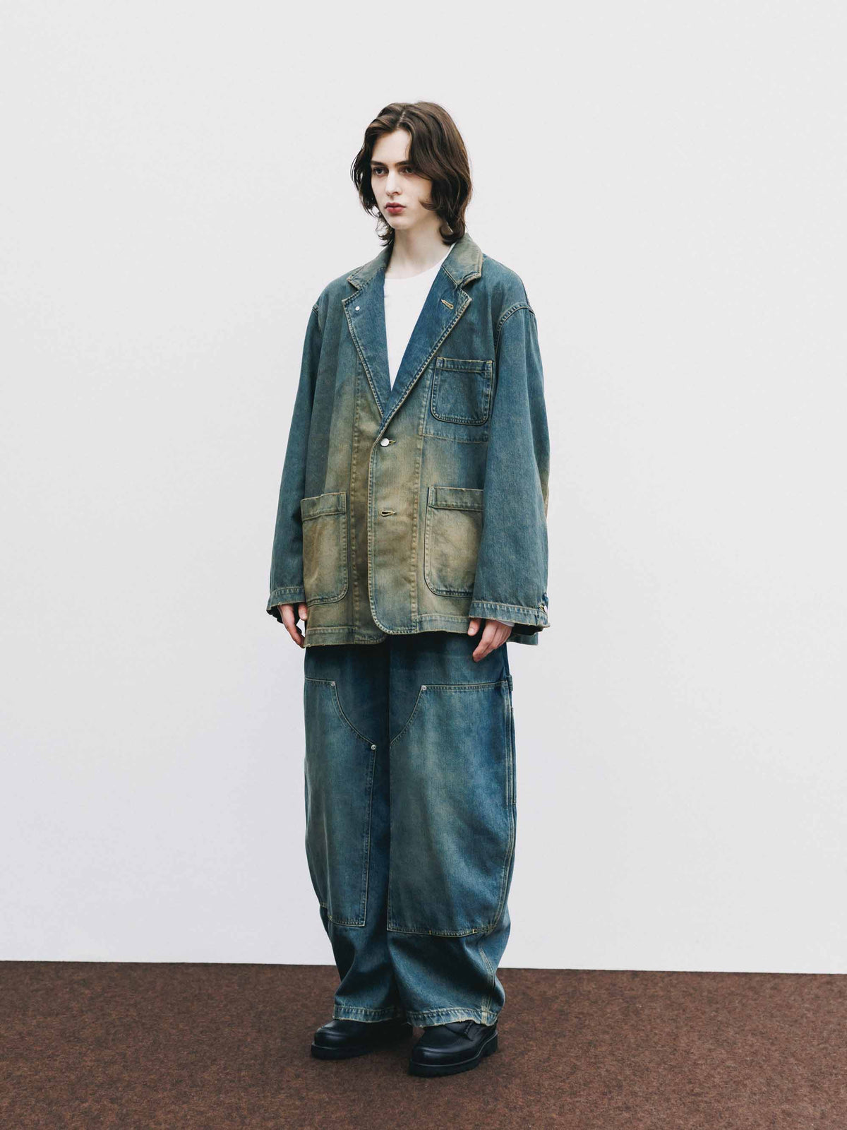 【9.19 SAT 20:00- IN STOCK】VINTAGE DYED SELVEDGE DENIM CITY WORKER TAILORED JACKET (VINTAGE BEIGE)
