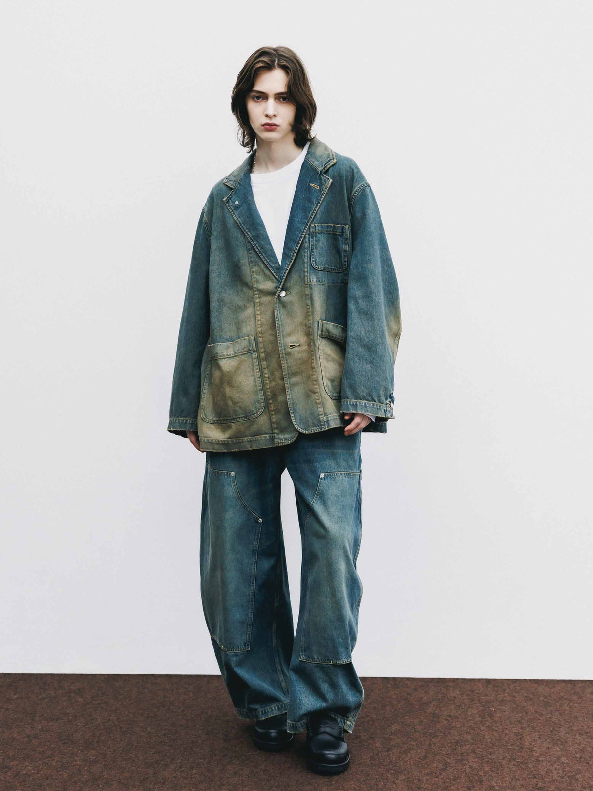 【9.19 SAT 20:00- IN STOCK】VINTAGE DYED SELVEDGE DENIM CITY WORKER TAILORED JACKET (VINTAGE BEIGE)