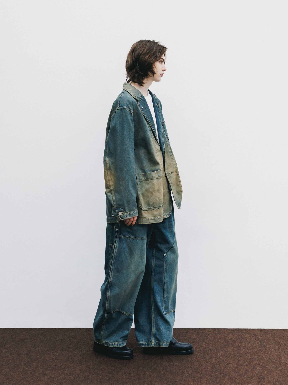 【9.19 SAT 20:00- IN STOCK】VINTAGE DYED SELVEDGE DENIM CITY WORKER TAILORED JACKET (VINTAGE BEIGE)