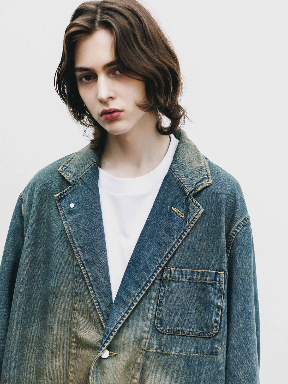 【9.19 SAT 20:00- IN STOCK】VINTAGE DYED SELVEDGE DENIM CITY WORKER TAILORED JACKET (VINTAGE BEIGE)