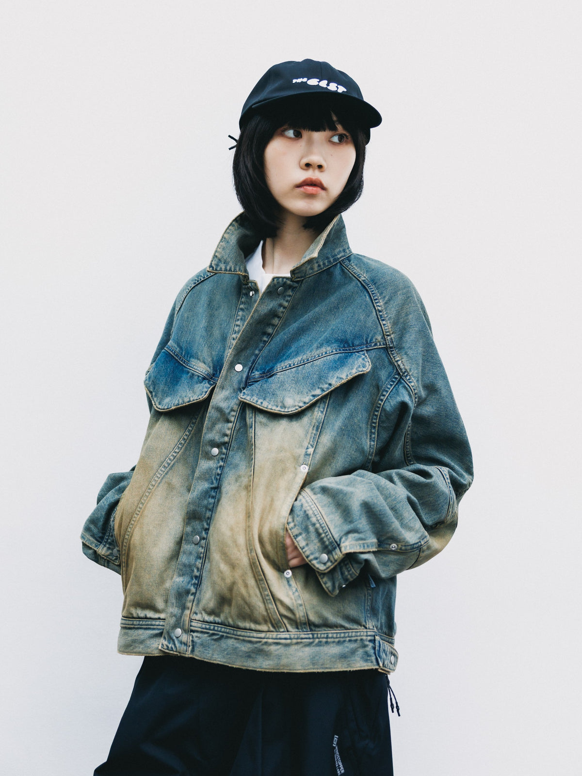 【10.10 SAT 20:00- IN STOCK】 VINTAGE DYED SELVEDGE DENIM FUTURE TRUCKER JACKET (VINTAGE BEIGE)