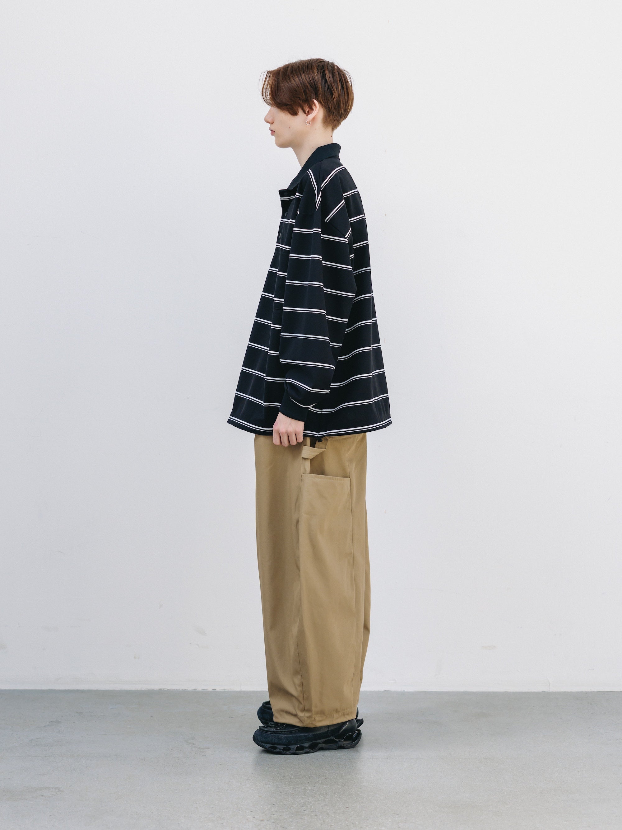 THICK/THIN STRIPE ACTIVE CITY POLO L/S SHIRTS (BLACK)