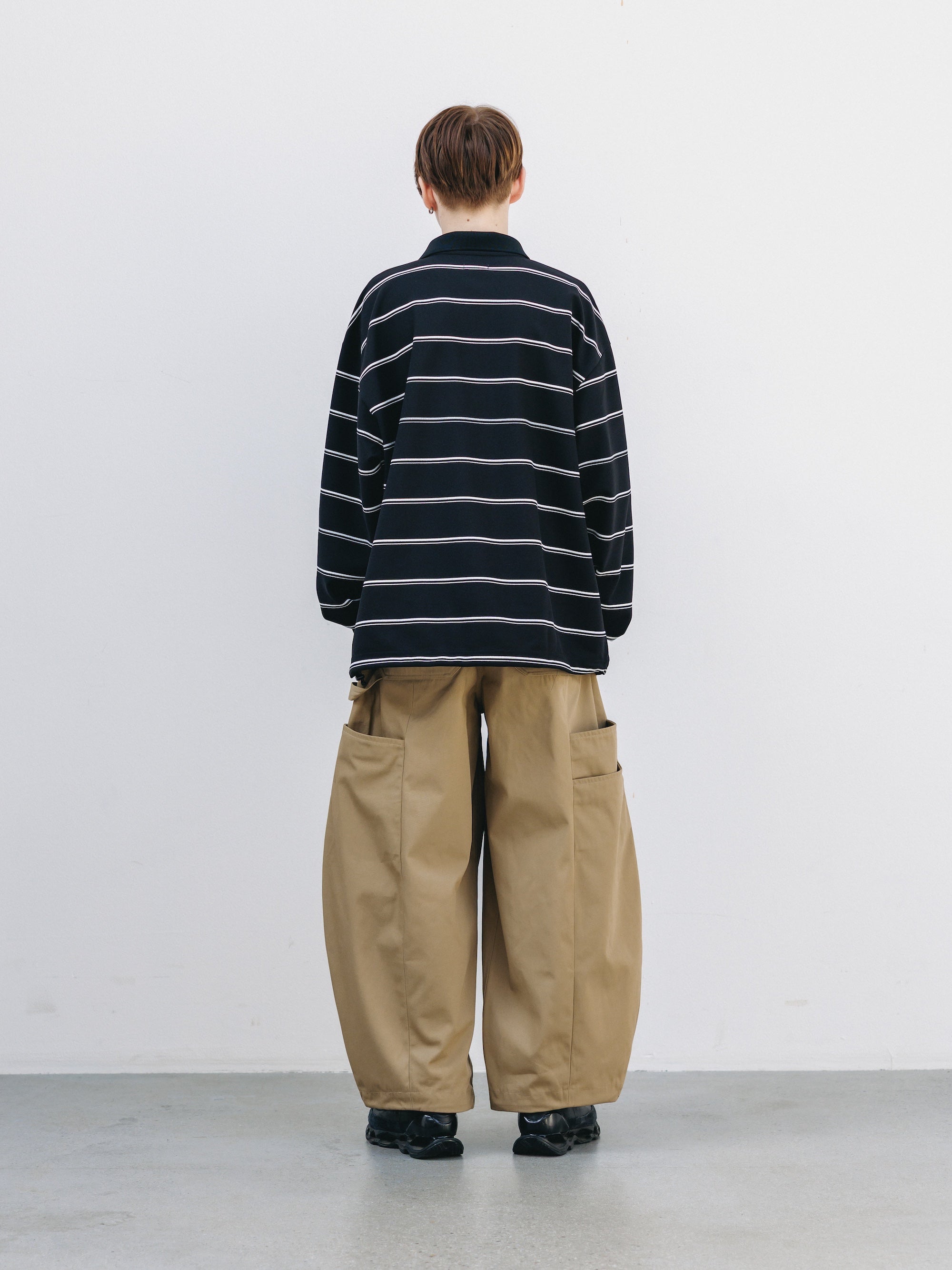 THICK/THIN STRIPE ACTIVE CITY POLO L/S SHIRTS (BLACK)