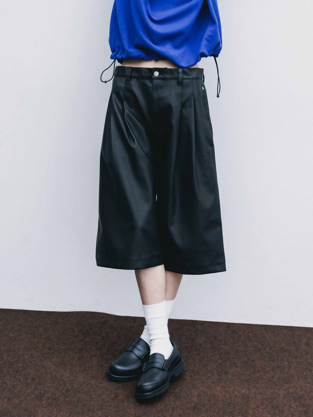 【9.16 WED 20:00- IN STOCK】SYNTHETIC SKIN-TEX CITY BAGGY HALF PANTS (BLACK)